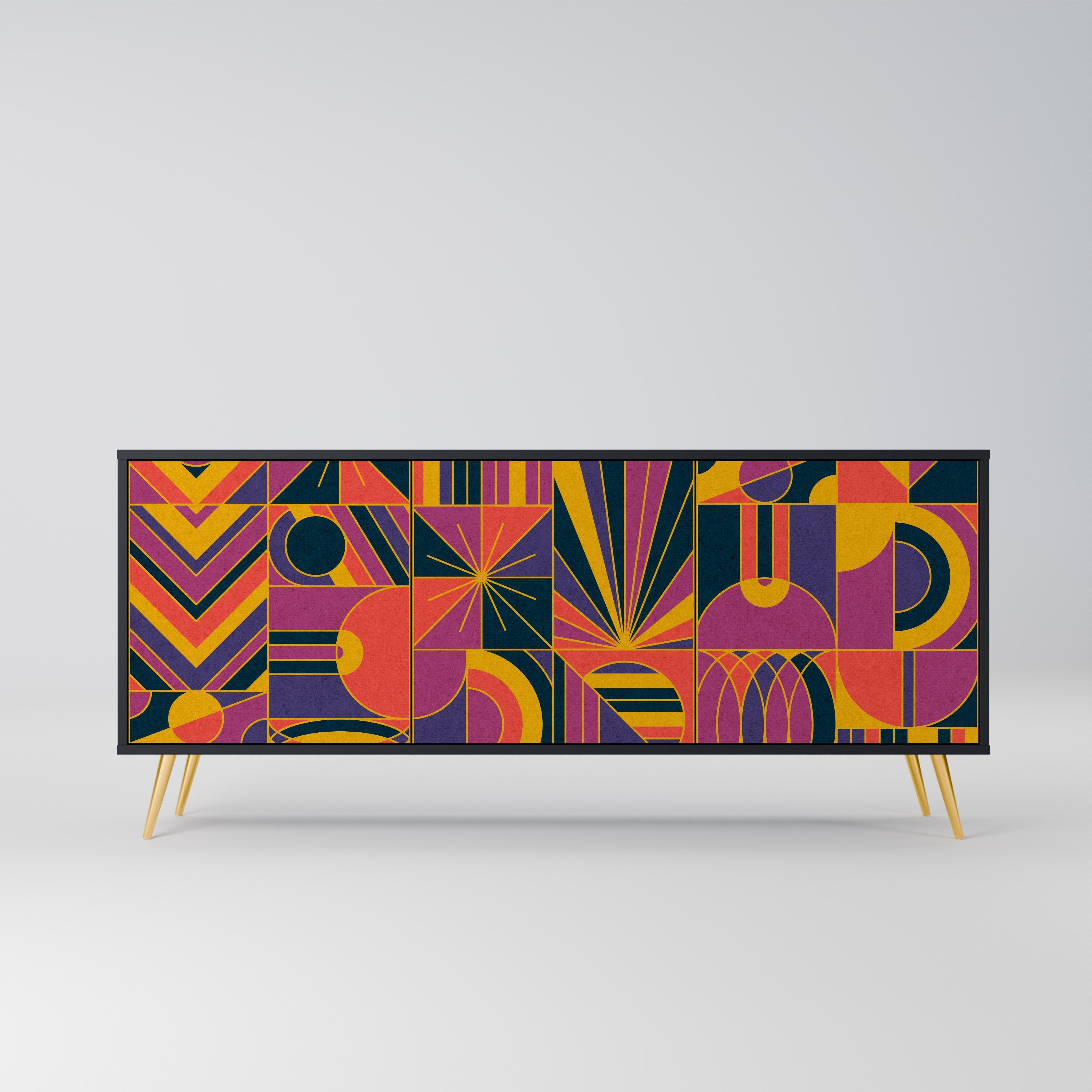 ELECTRIC PATTERNS Aparador de 3 Portas em Acabamento Preto