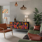 ELECTRIC PATTERNS Aparador de 3 Portas em Acabamento Preto