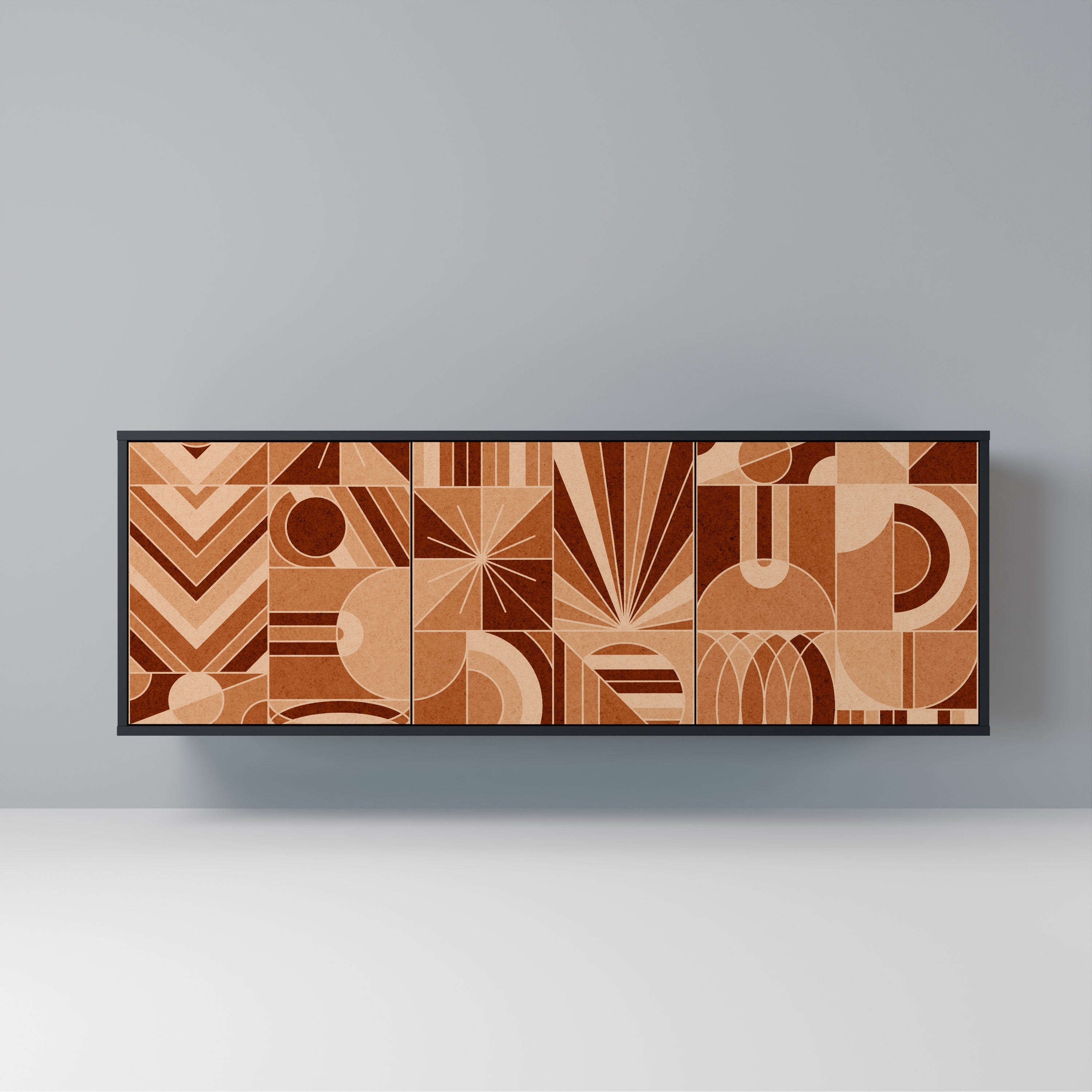 PRISM MOSAIC Aparador de 3 Portas em Acabamento Preto