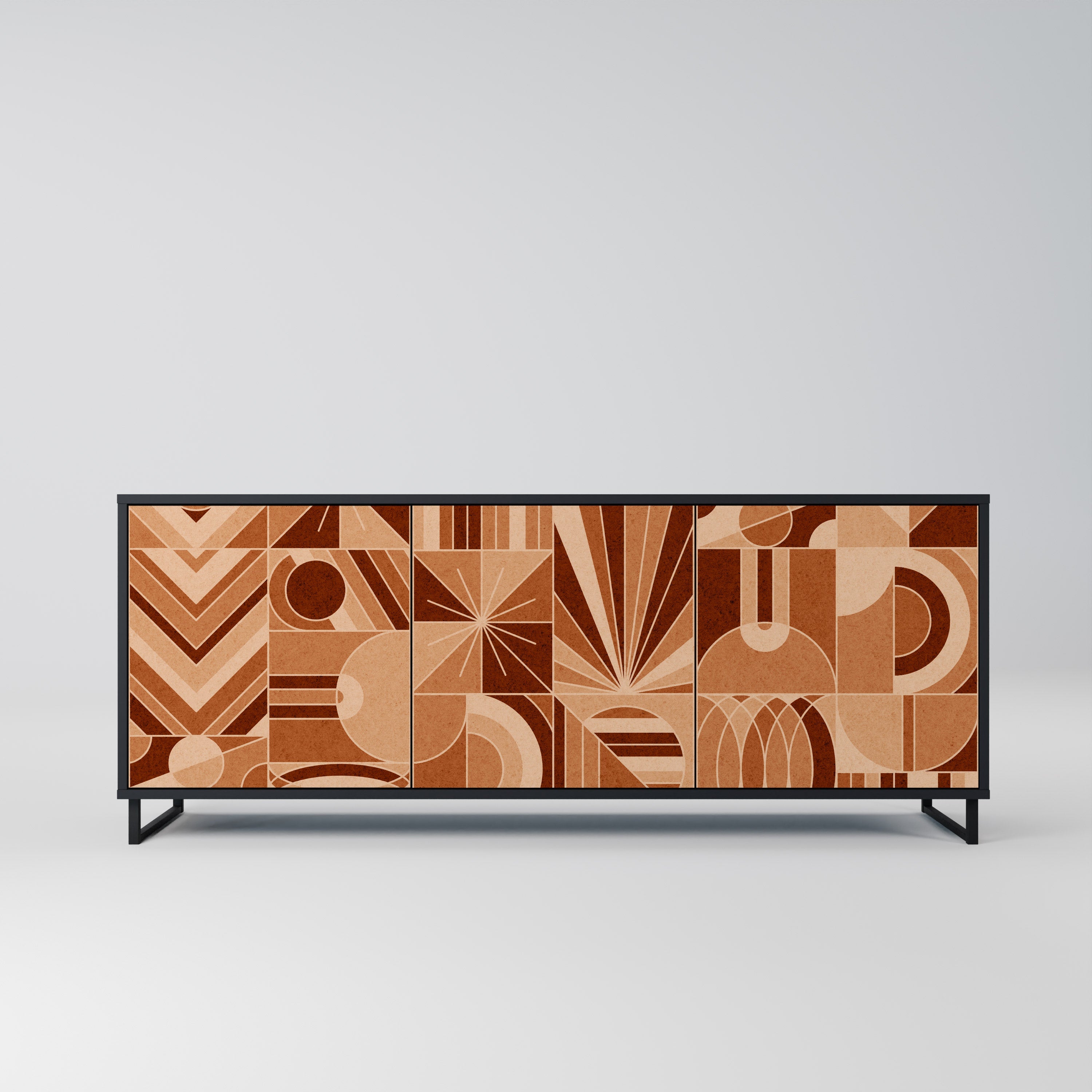 PRISM MOSAIC Aparador de 3 Portas em Acabamento Preto