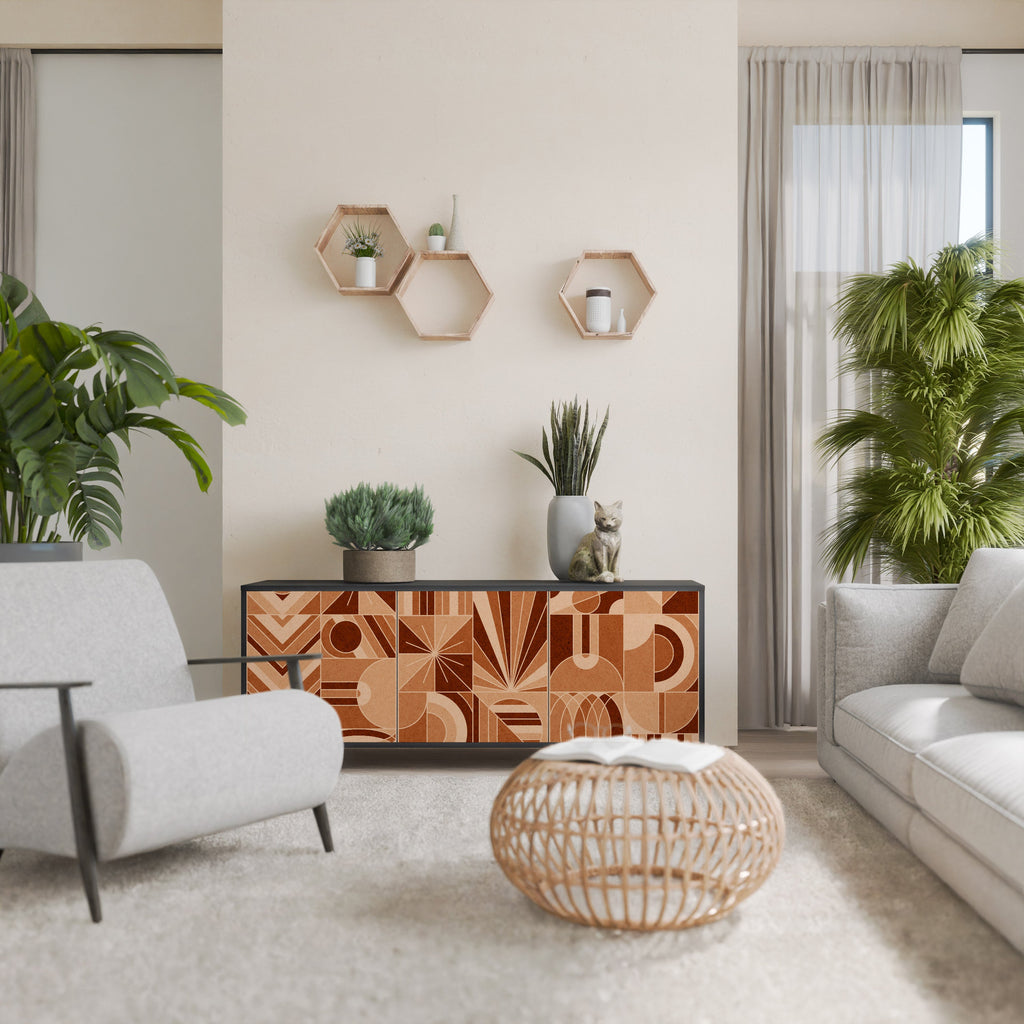 PRISM MOSAIC Aparador de 3 Portas em Acabamento Preto