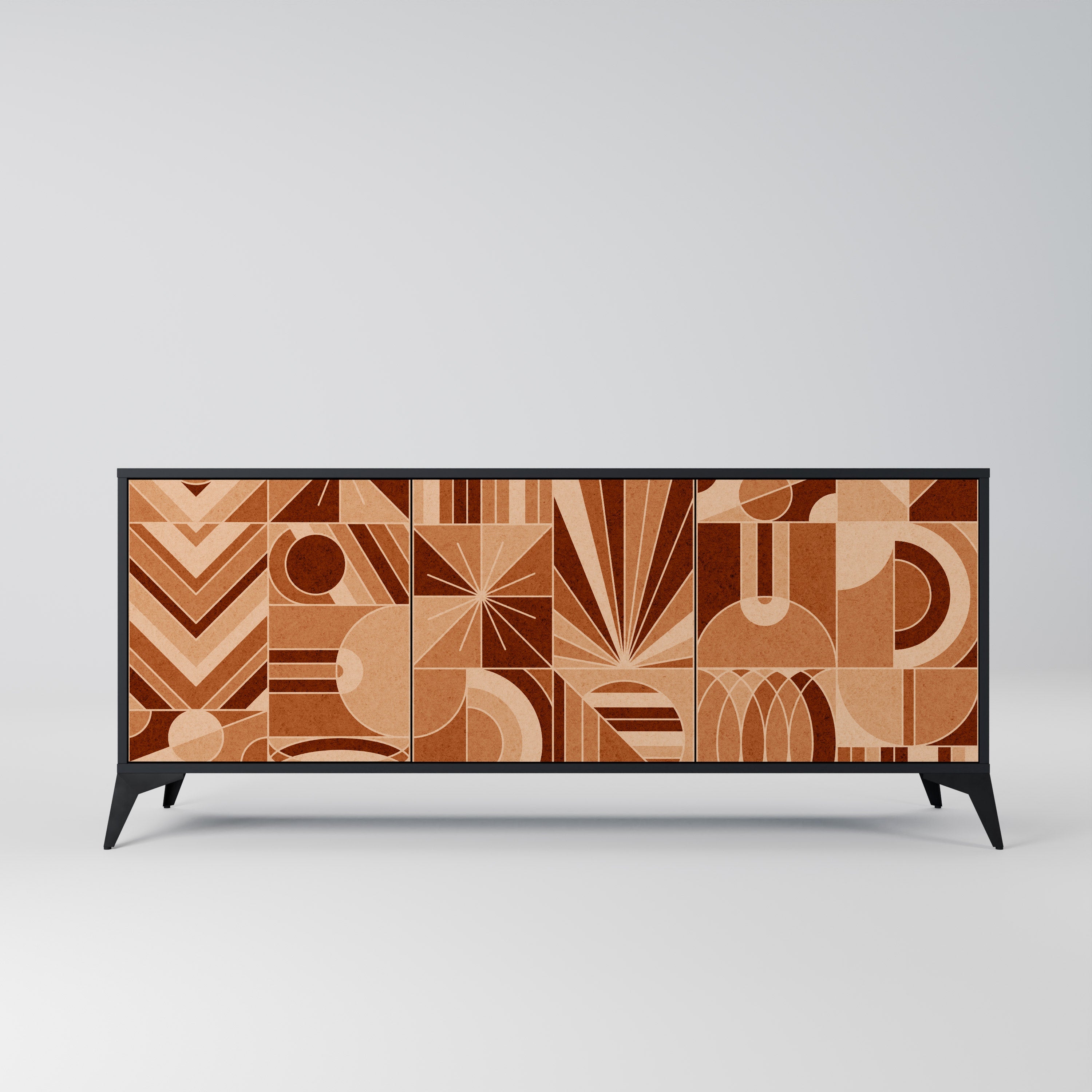 PRISM MOSAIC Aparador de 3 Portas em Acabamento Preto