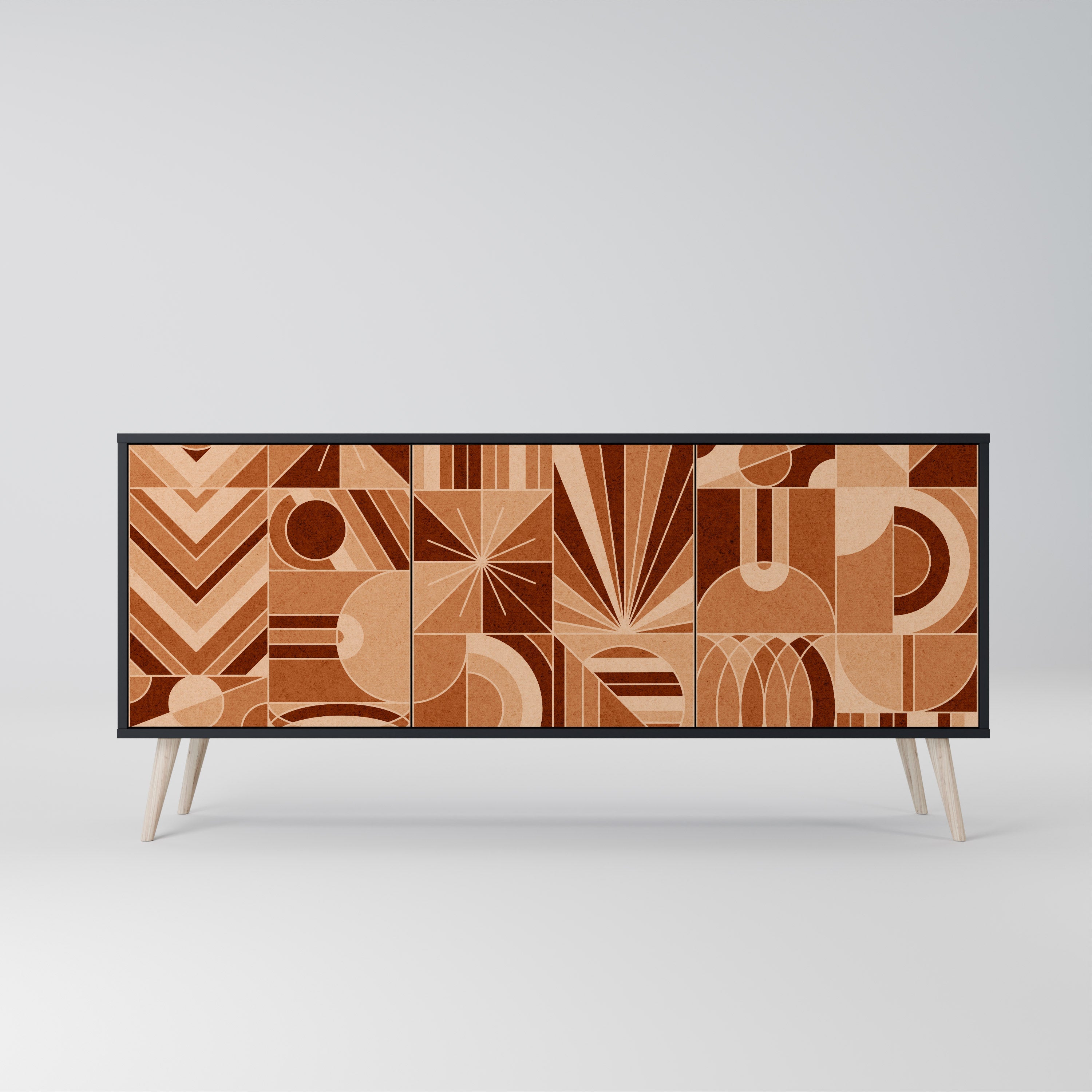 PRISM MOSAIC Aparador de 3 Portas em Acabamento Preto