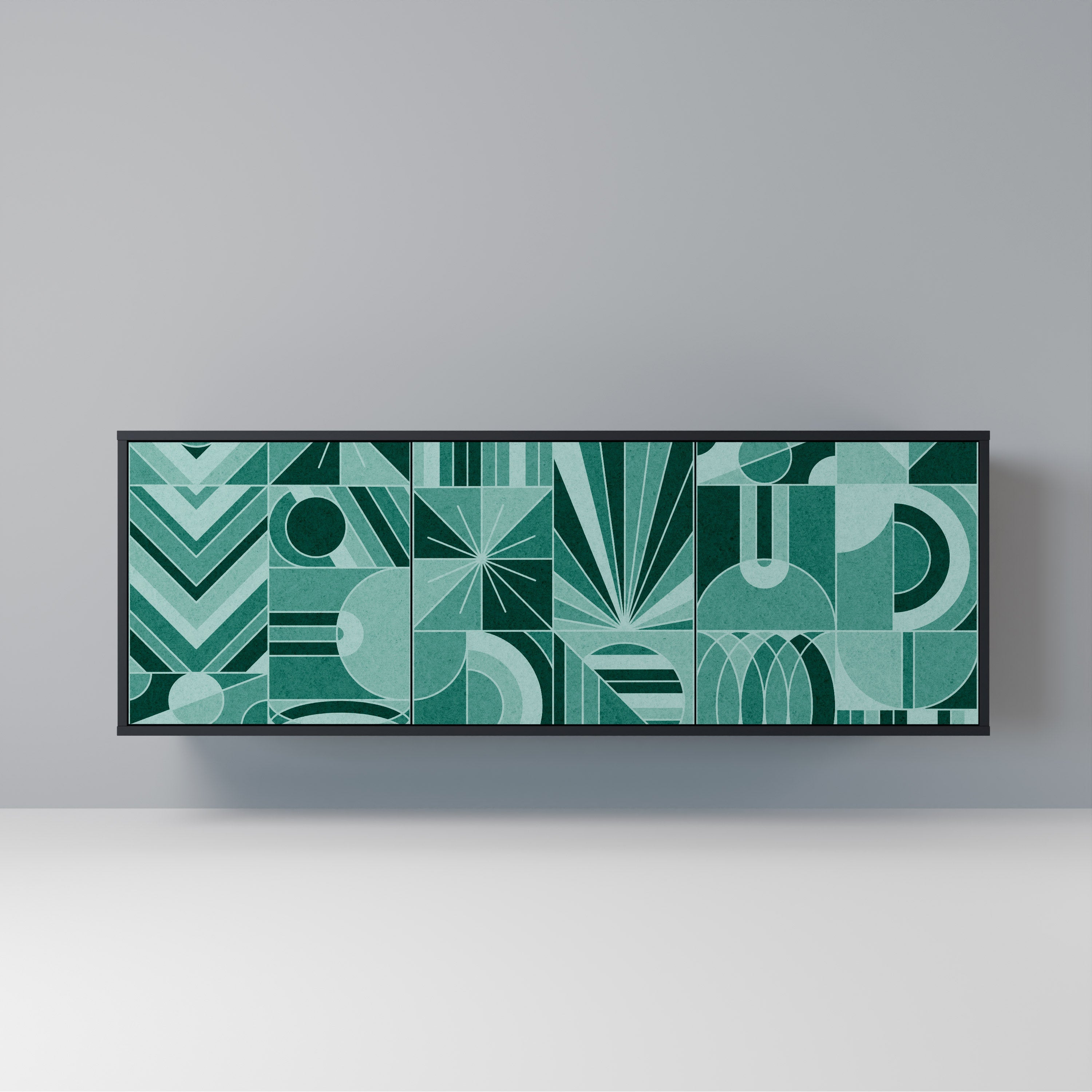 HARMONIC GRID Aparador de 3 Portas em Acabamento Preto