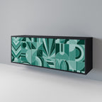 HARMONIC GRID Aparador de 3 Portas em Acabamento Preto