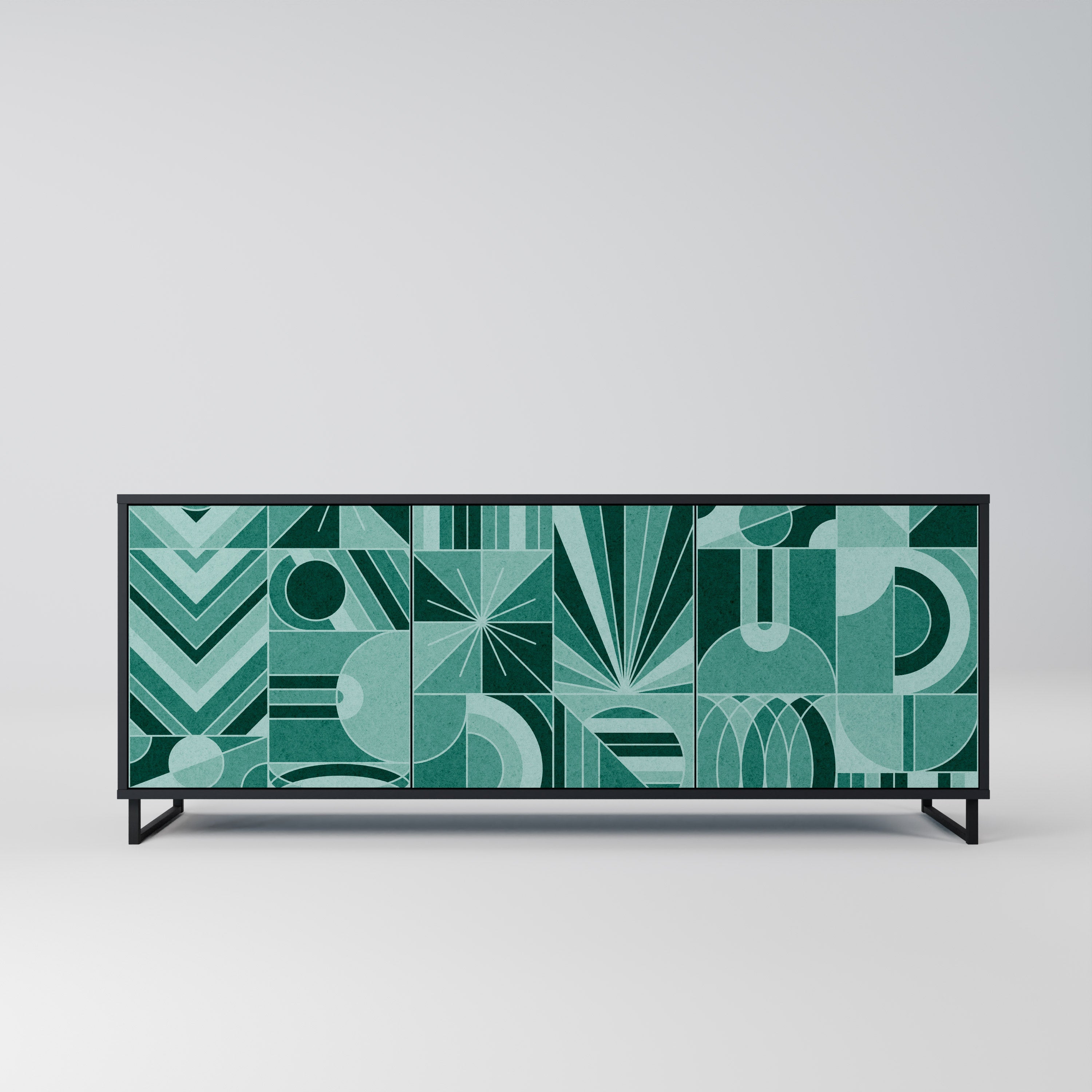 HARMONIC GRID Aparador de 3 Portas em Acabamento Preto