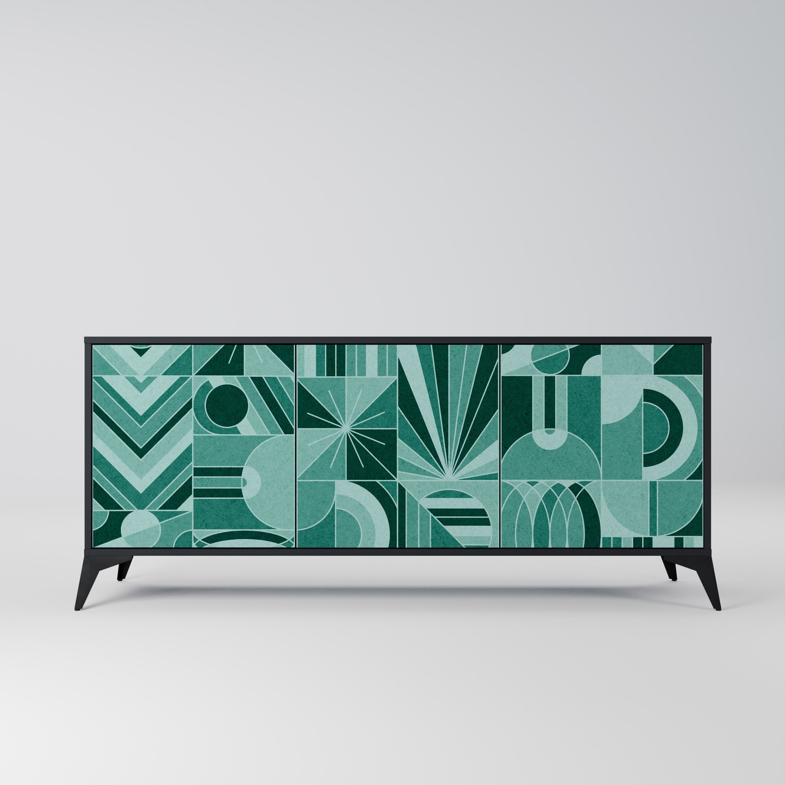 HARMONIC GRID Aparador de 3 Portas em Acabamento Preto