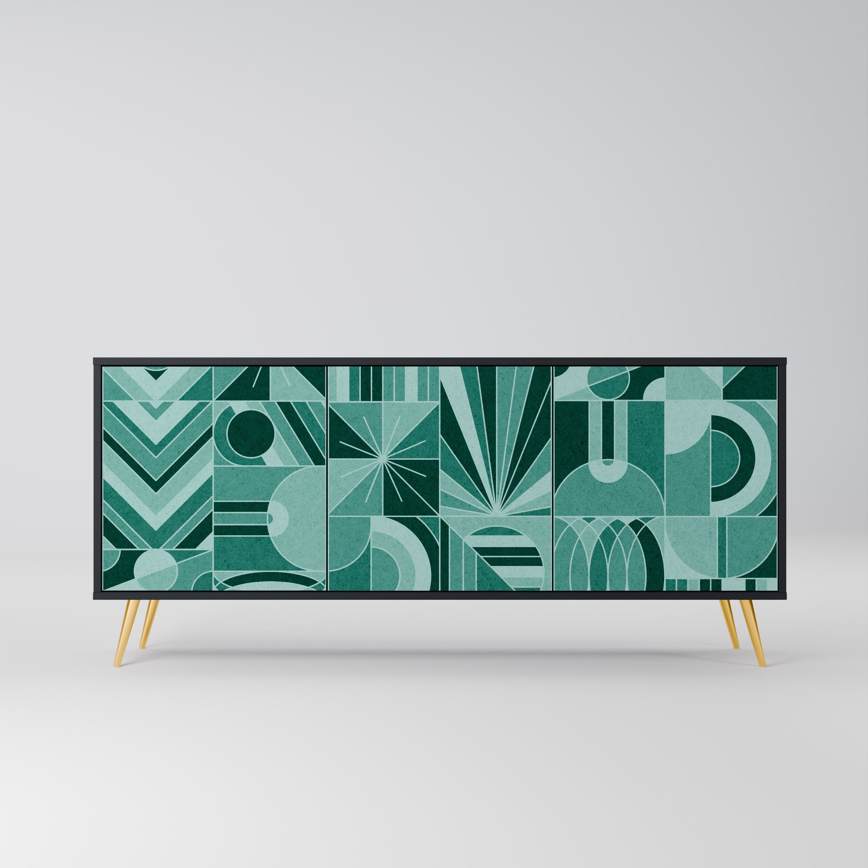 HARMONIC GRID Aparador de 3 Portas em Acabamento Preto