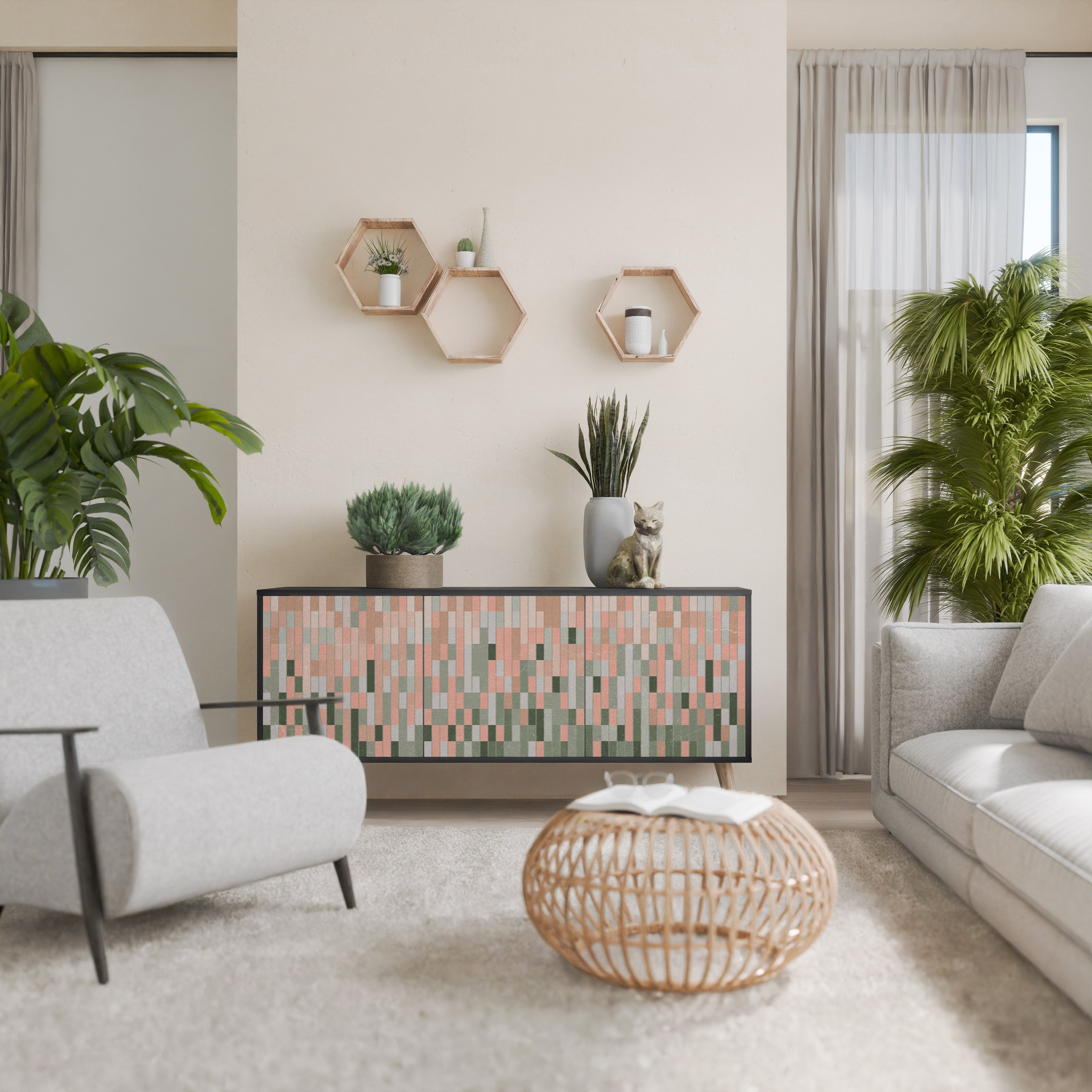 BUILDING THE FUTURE Aparador de 3 Portas em Acabamento Preto