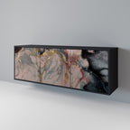 GILDED SWIRLS 3-Door Sideboard in Black Finish