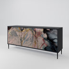 GILDED SWIRLS 3-Door Sideboard in Black Finish