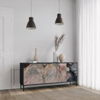 GILDED SWIRLS 3-Door Sideboard in Black Finish