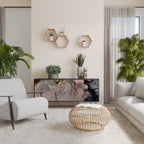 GILDED SWIRLS 3-Door Sideboard in Black Finish