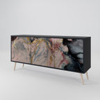 GILDED SWIRLS 3-Door Sideboard in Black Finish
