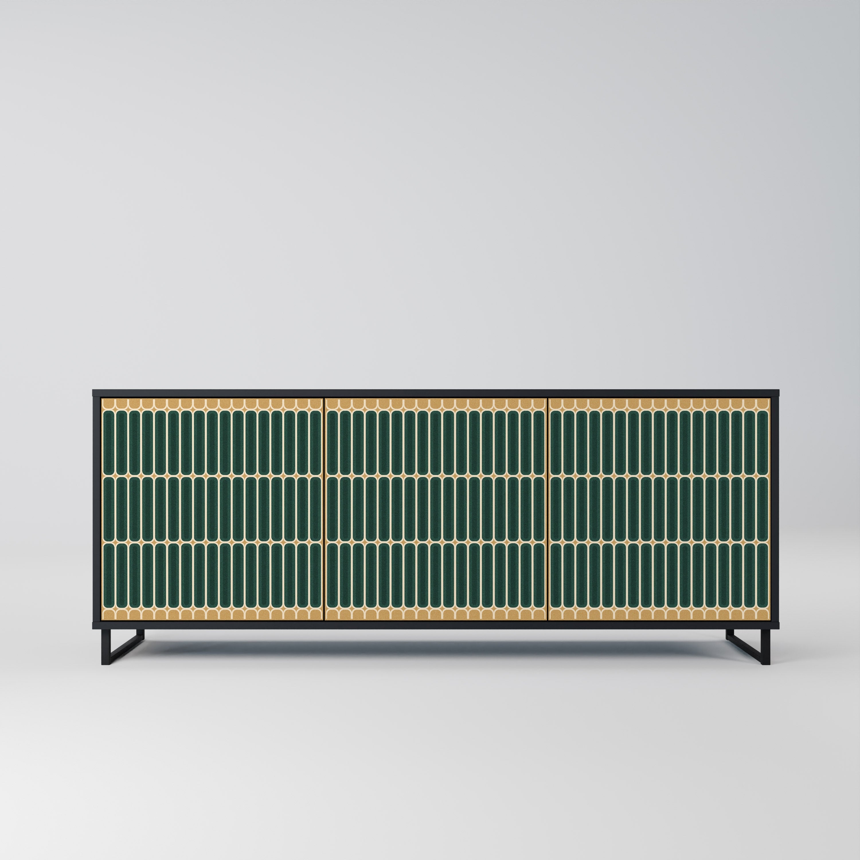 ILUSION GATE 3-Door Sideboard in Black Finish