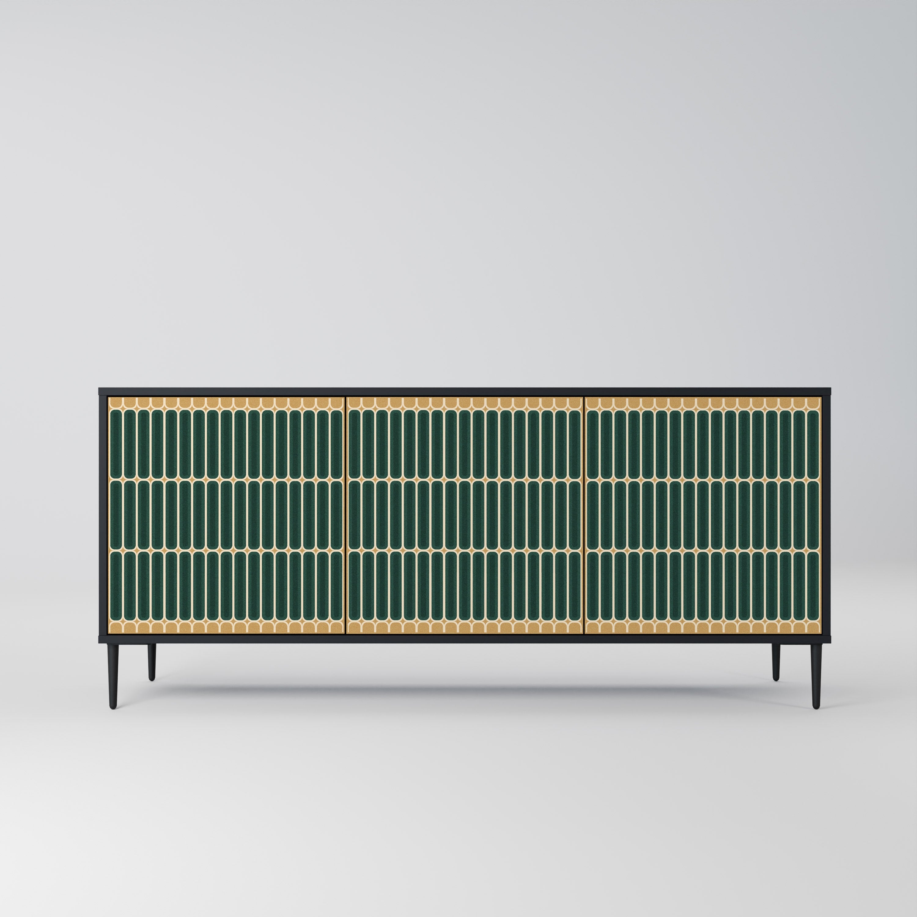 ILUSION GATE 3-Door Sideboard in Black Finish