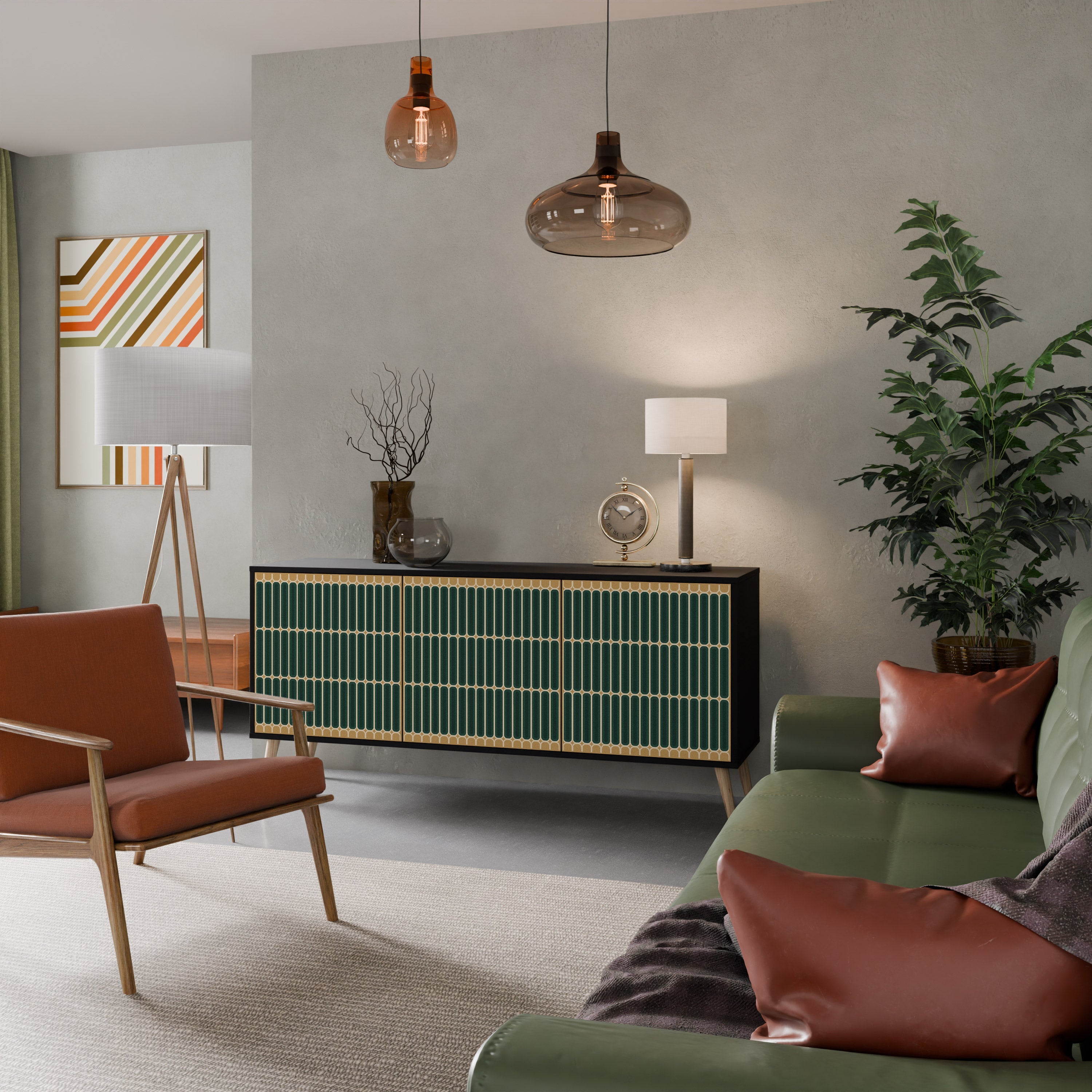 ILUSION GATE 3-Door Sideboard in Black Finish