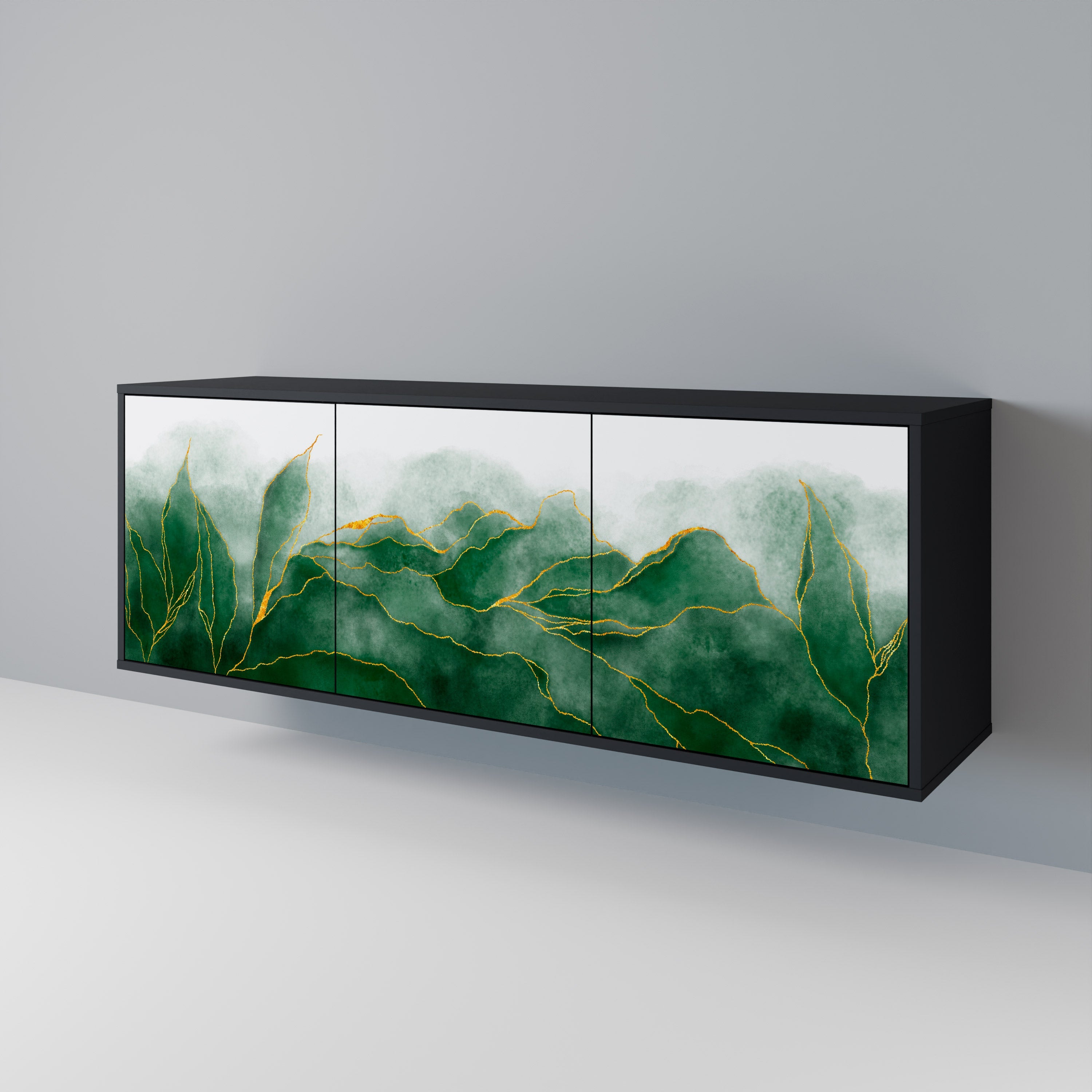 EXPENSIVE NATURE 3-Door Sideboard in Black Finish