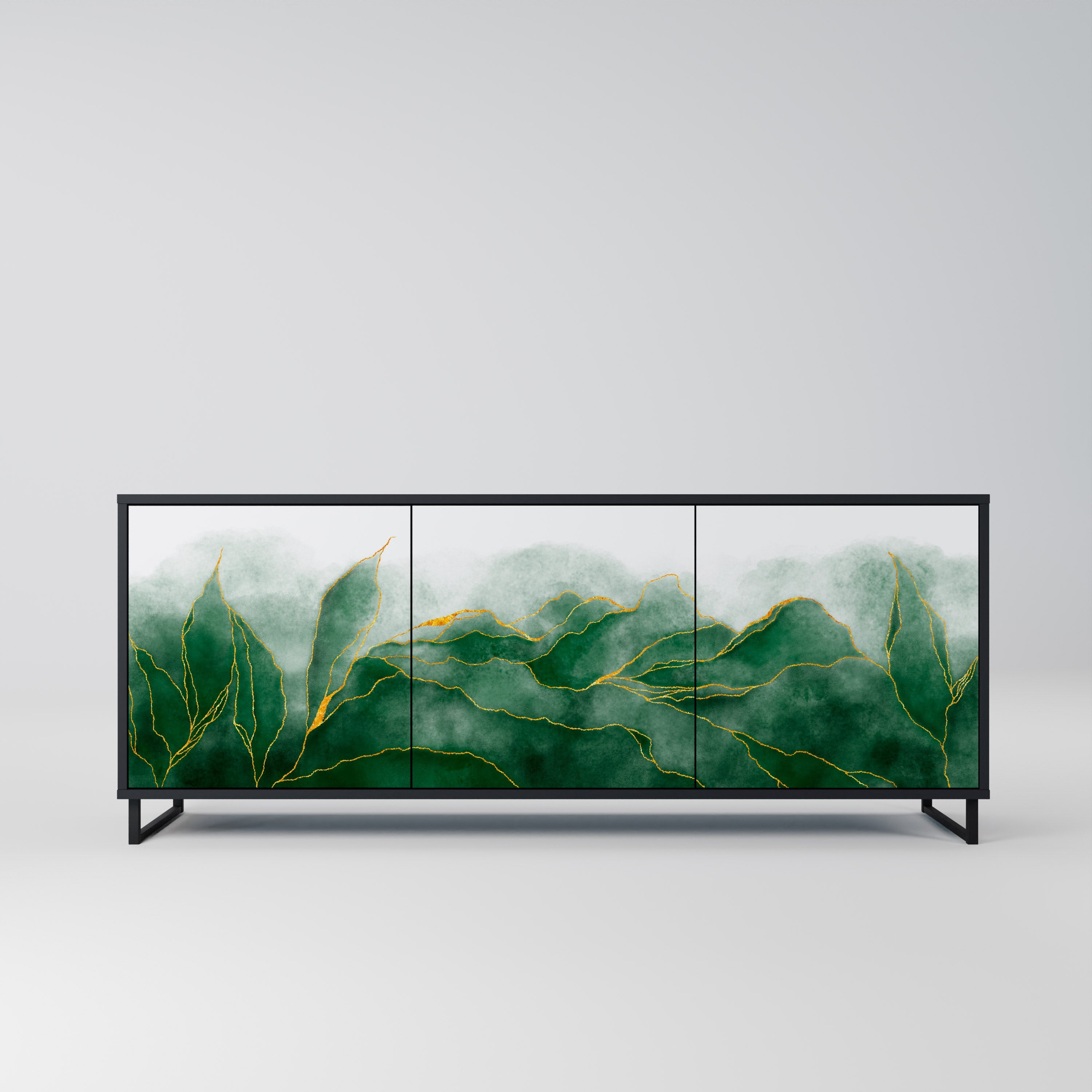 EXPENSIVE NATURE 3-Door Sideboard in Black Finish