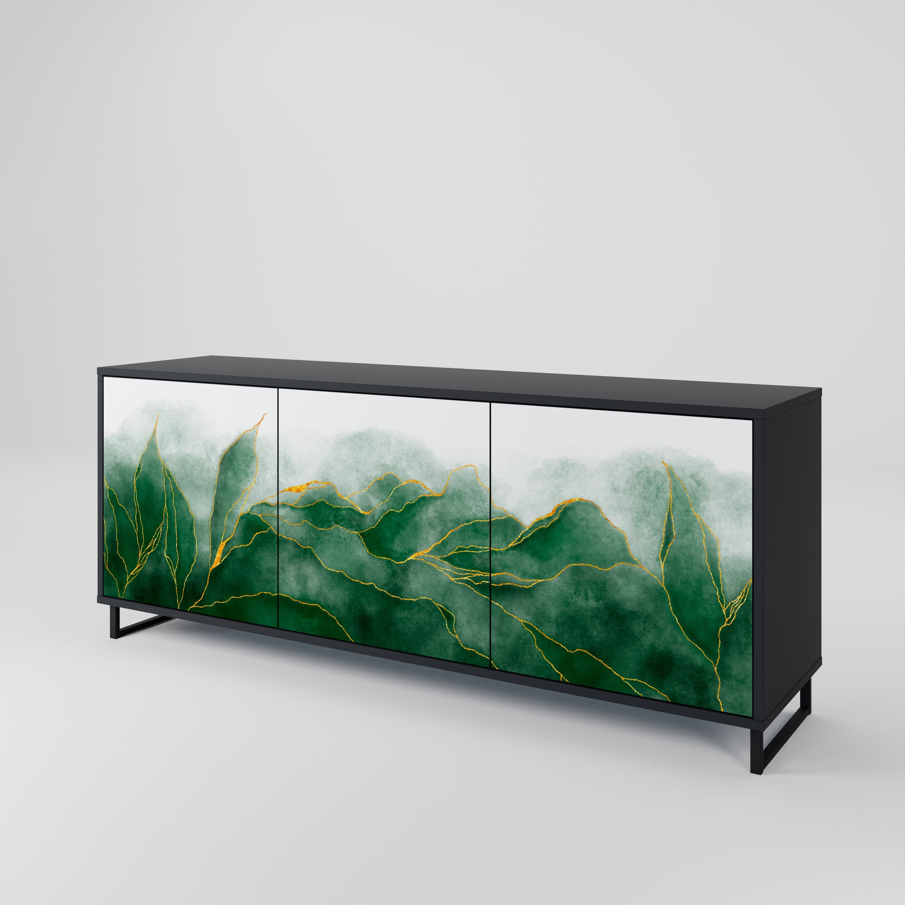 EXPENSIVE NATURE 3-Door Sideboard in Black Finish