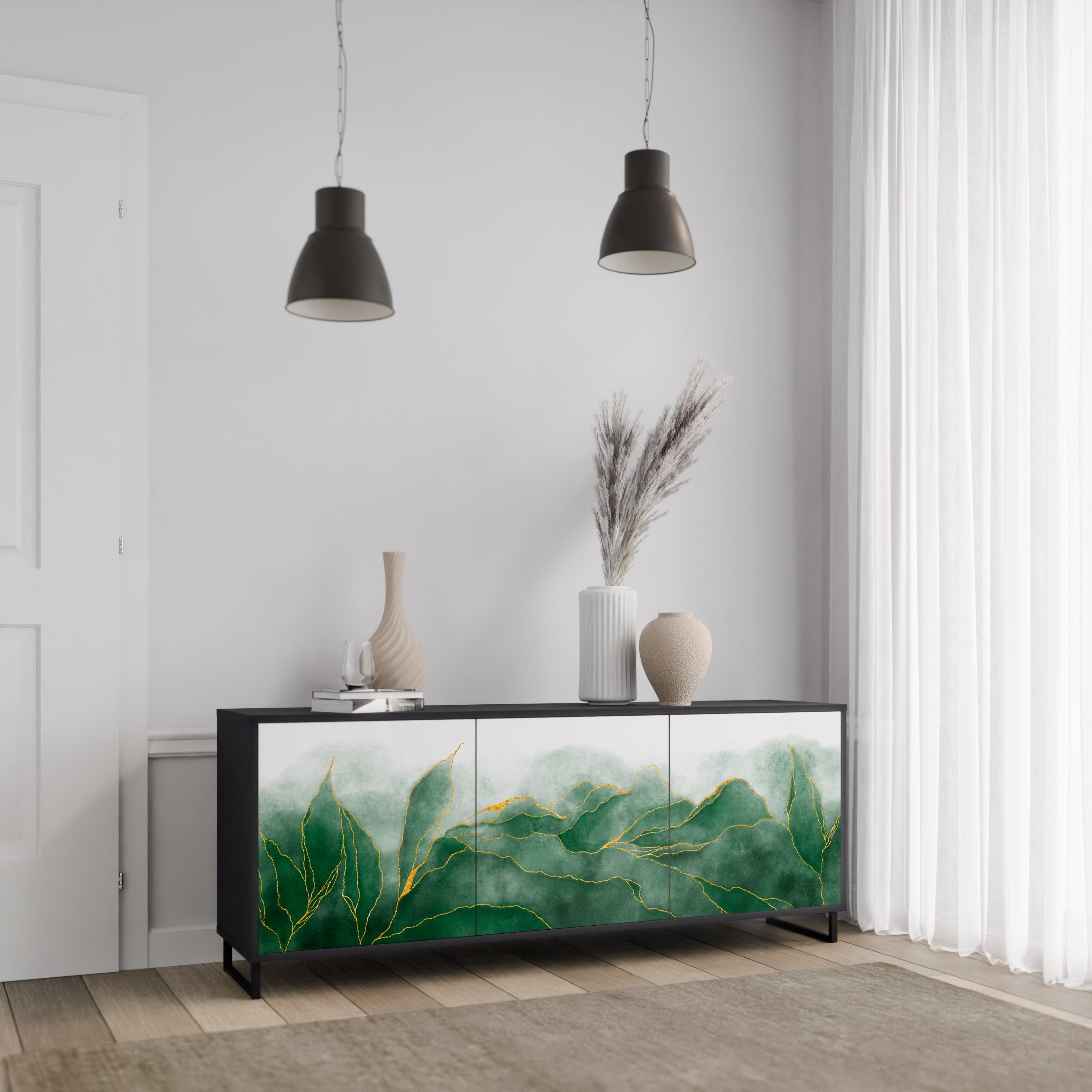 EXPENSIVE NATURE 3-Door Sideboard in Black Finish