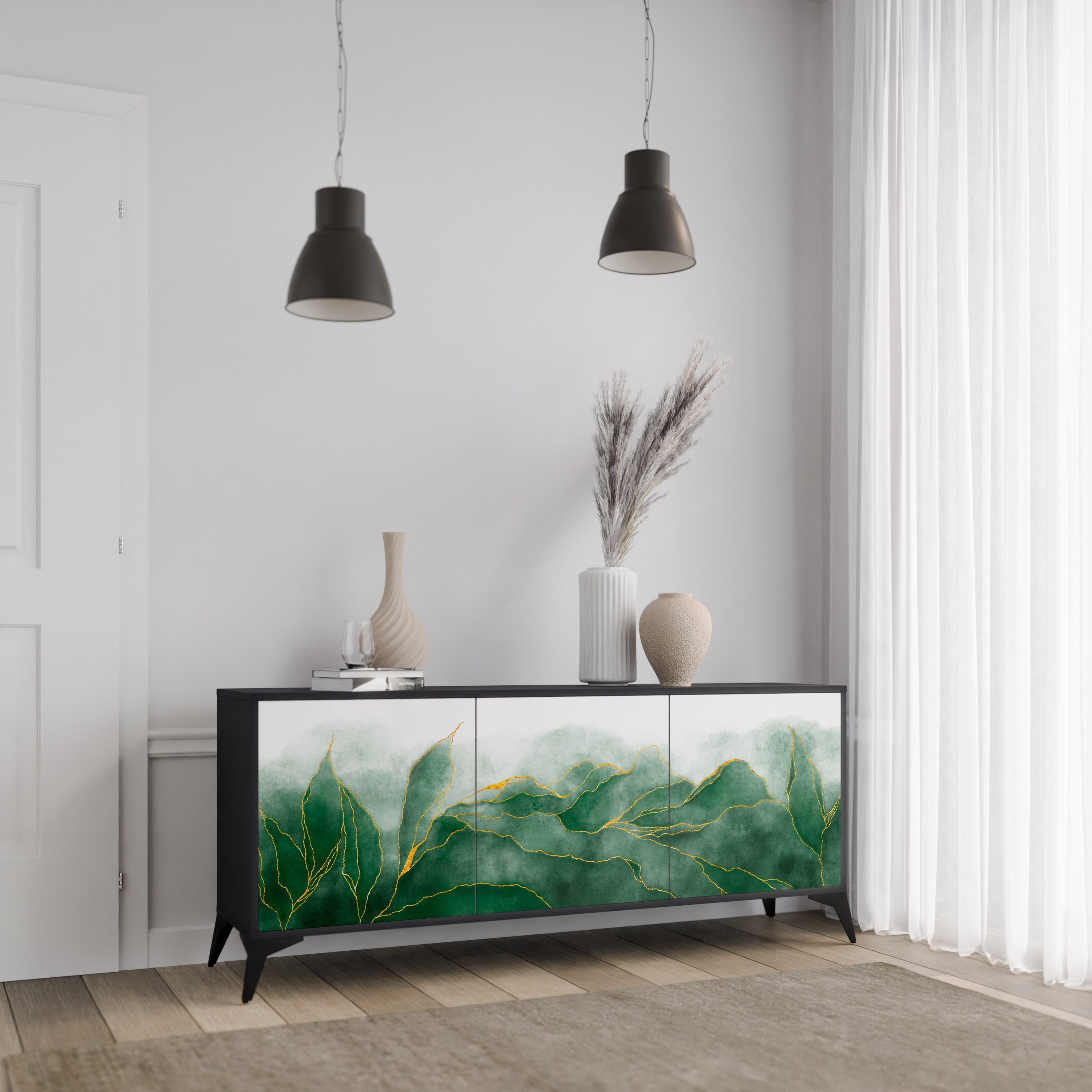 EXPENSIVE NATURE 3-Door Sideboard in Black Finish