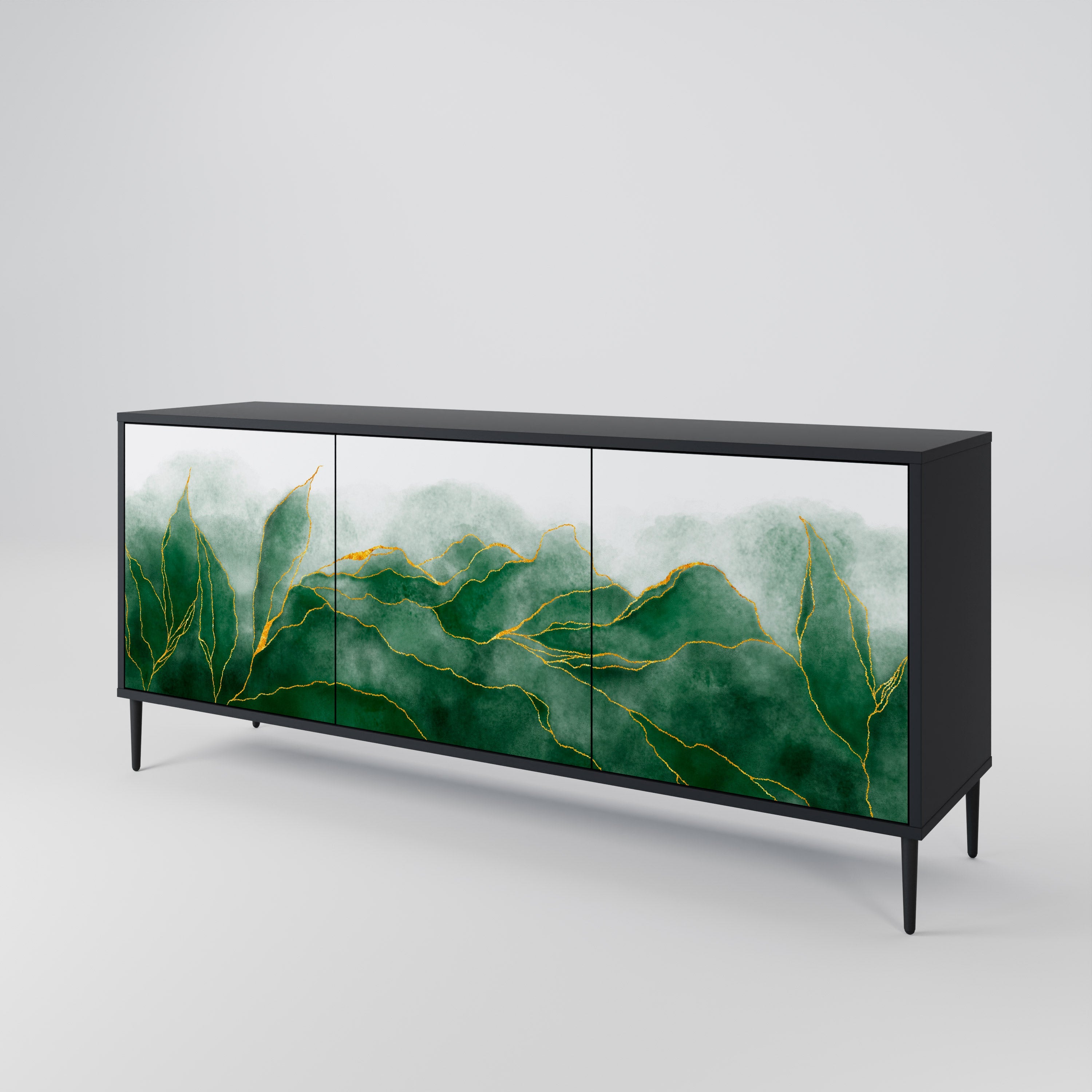EXPENSIVE NATURE 3-Door Sideboard in Black Finish