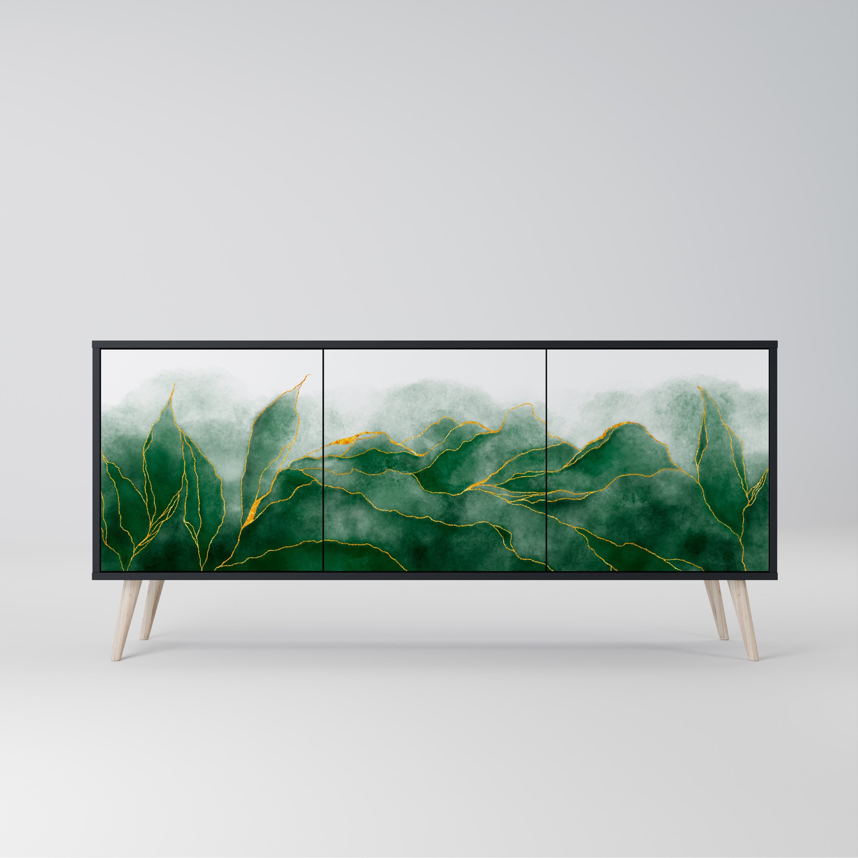 EXPENSIVE NATURE 3-Door Sideboard in Black Finish