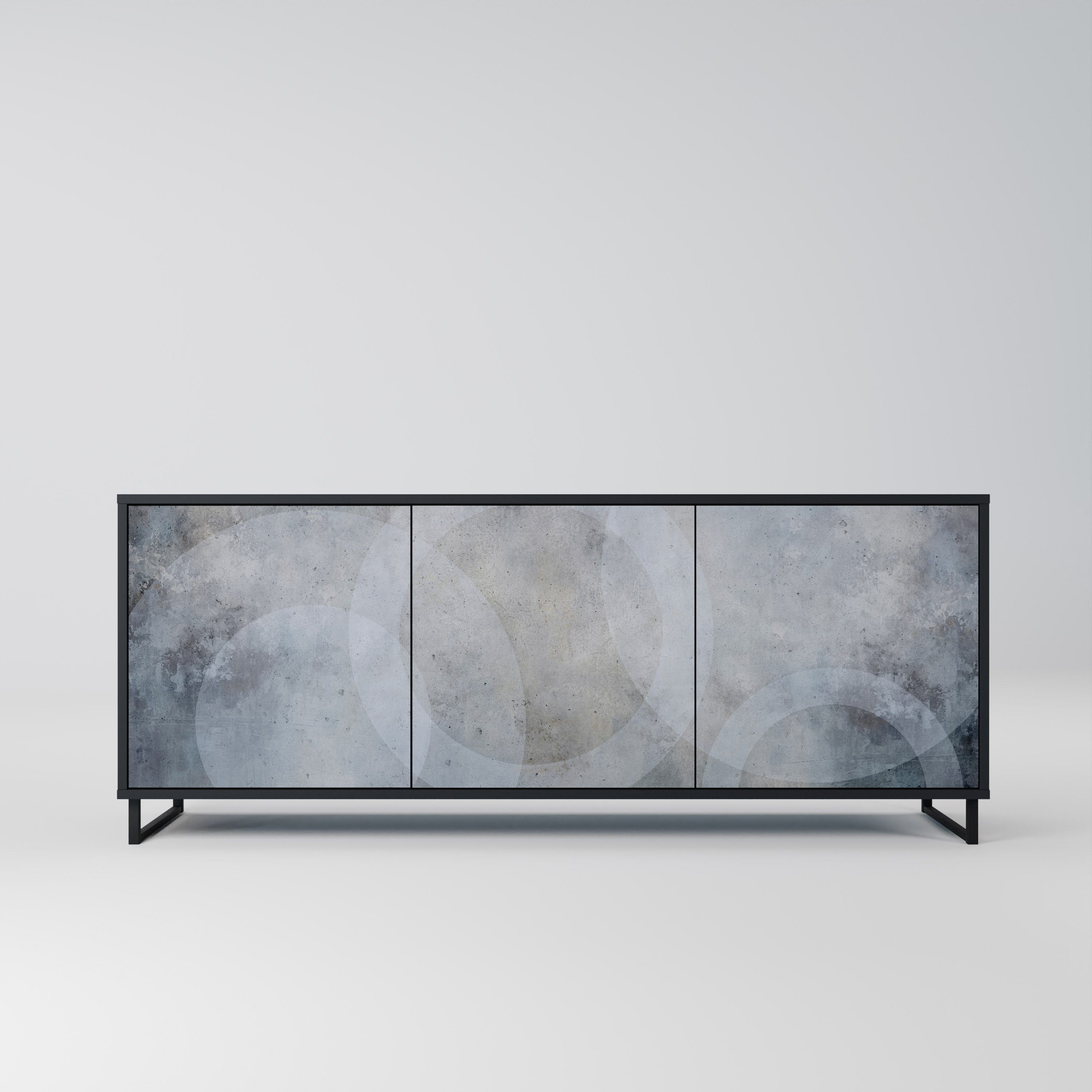 MUTED ARC 3-Door Sideboard in Black Finish
