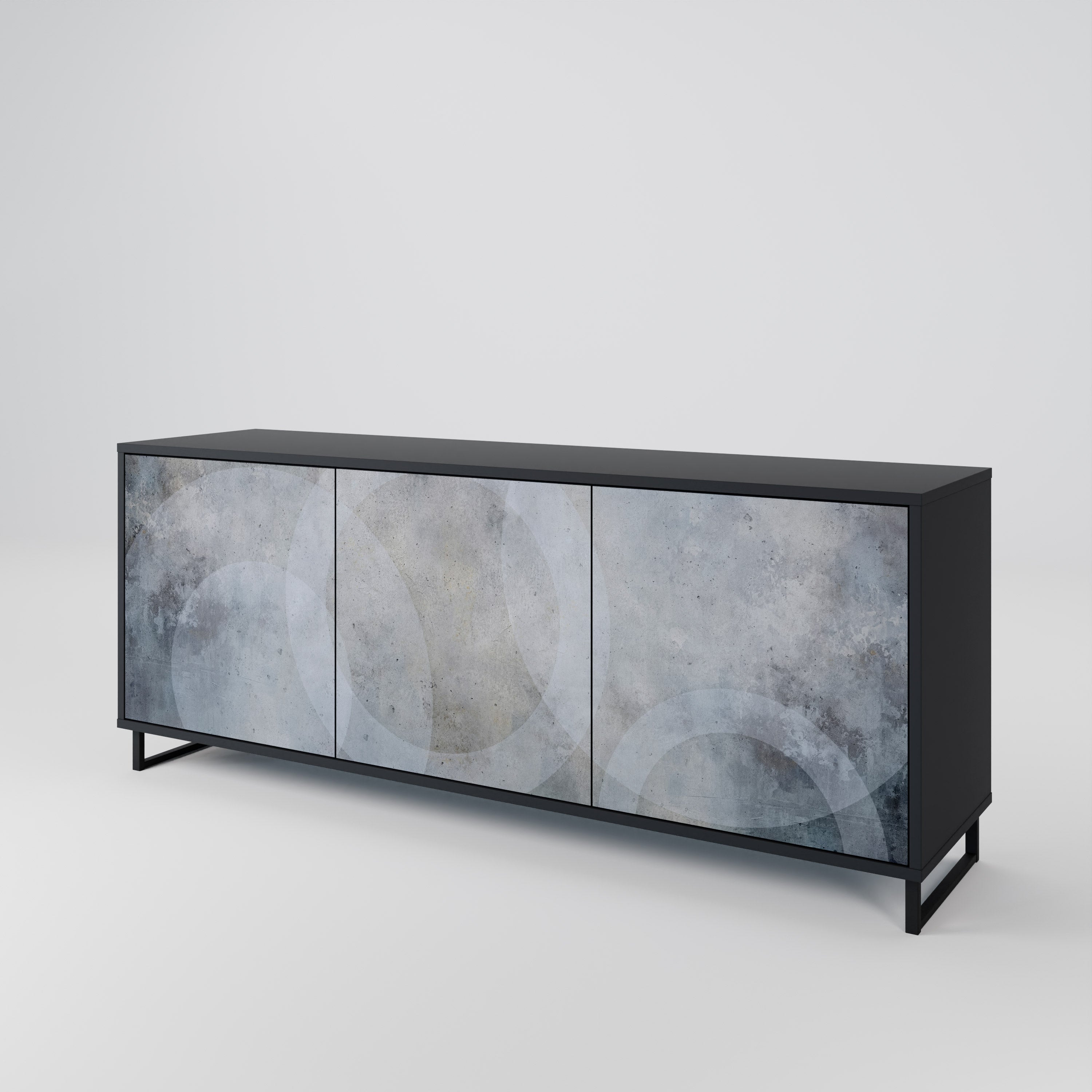 MUTED ARC 3-Door Sideboard in Black Finish
