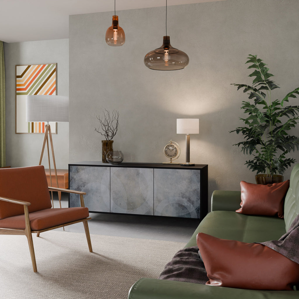 MUTED ARC 3-Door Sideboard in Black Finish