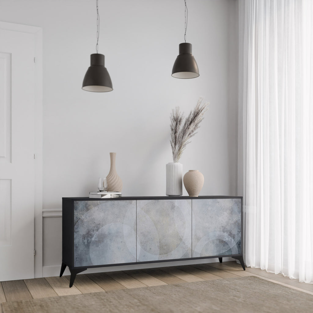 MUTED ARC 3-Door Sideboard in Black Finish