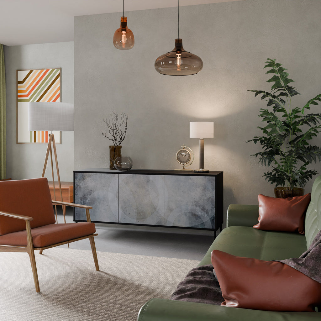 MUTED ARC 3-Door Sideboard in Black Finish