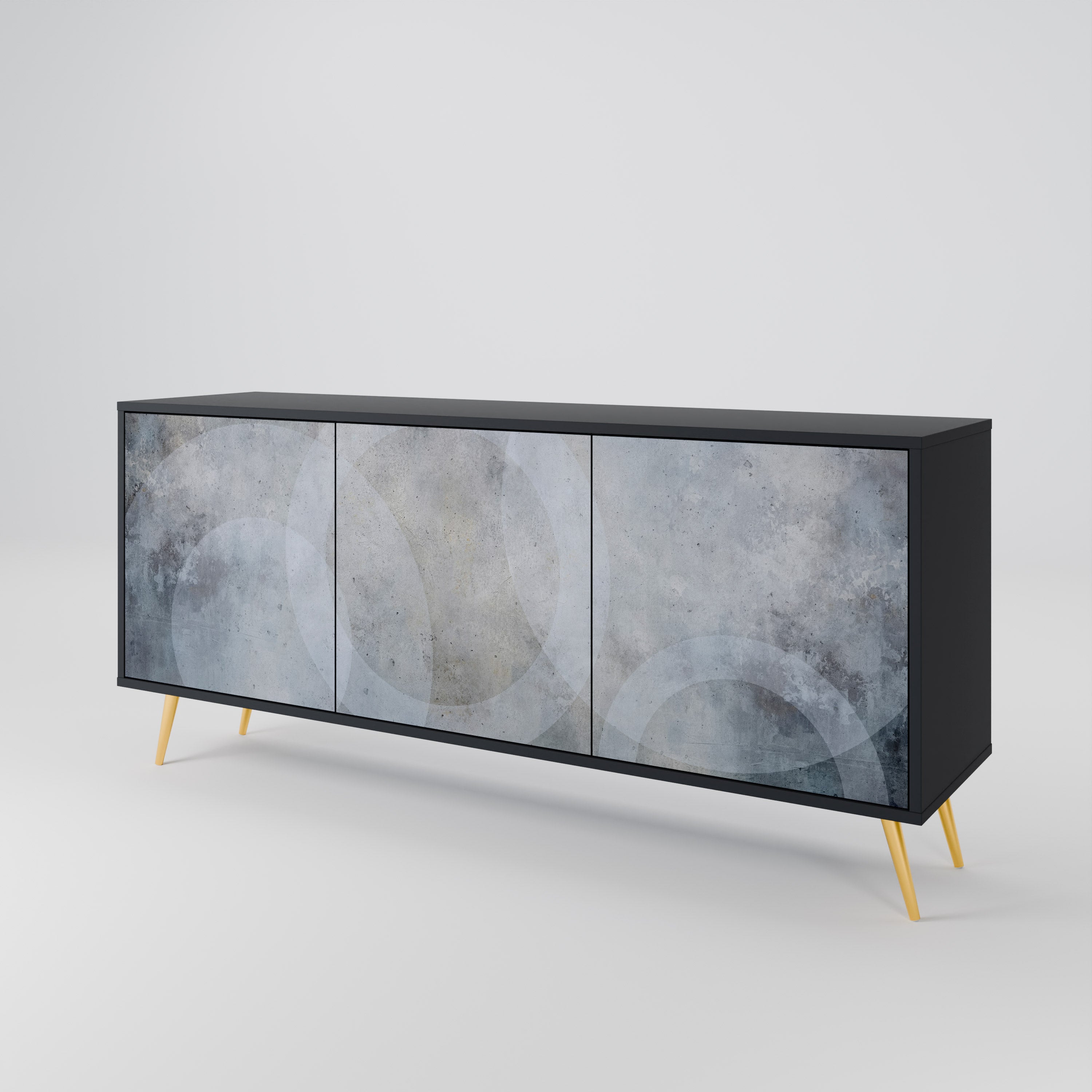 MUTED ARC 3-Door Sideboard in Black Finish