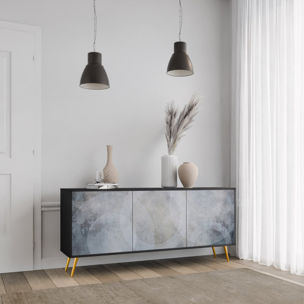 MUTED ARC 3-Door Sideboard in Black Finish