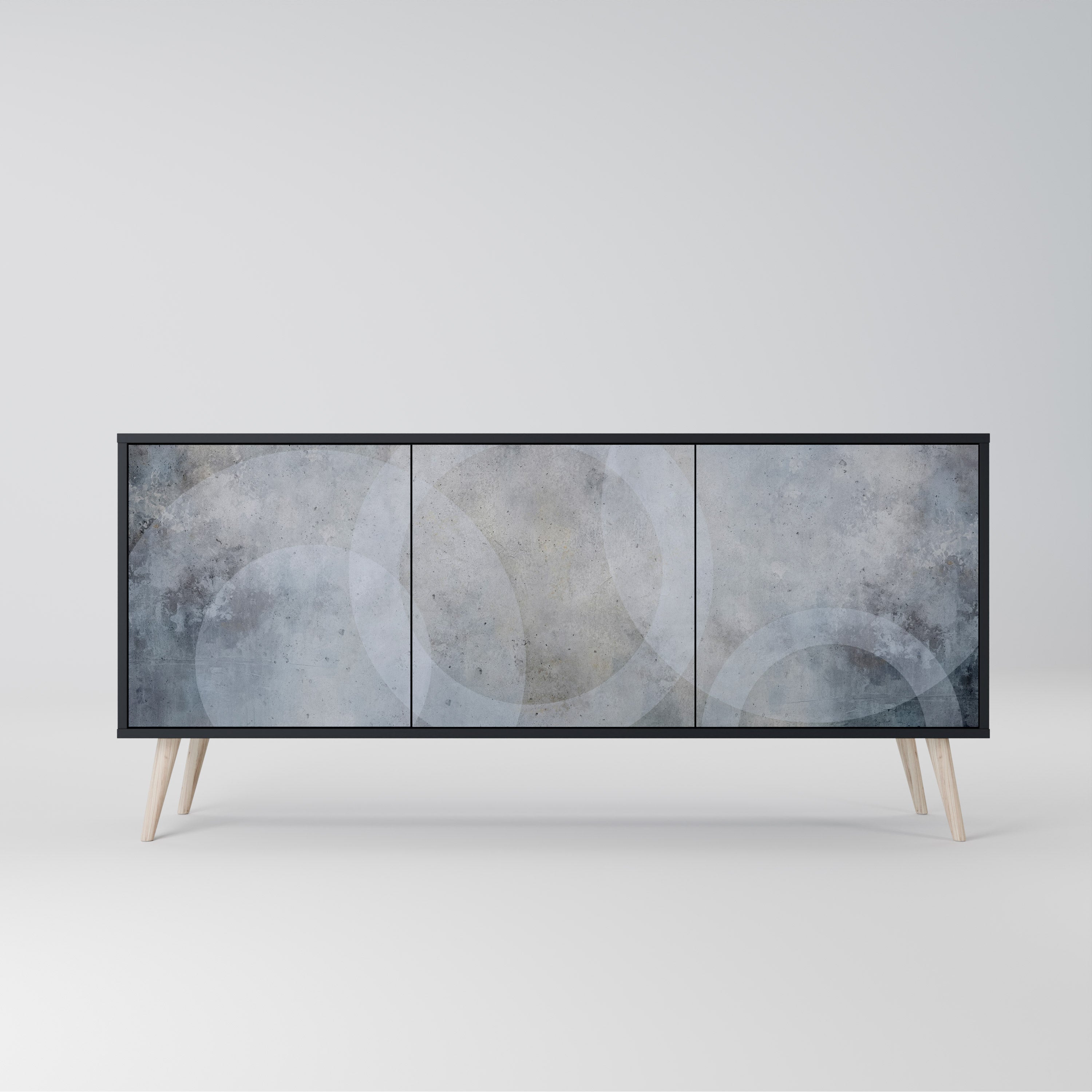 MUTED ARC 3-Door Sideboard in Black Finish