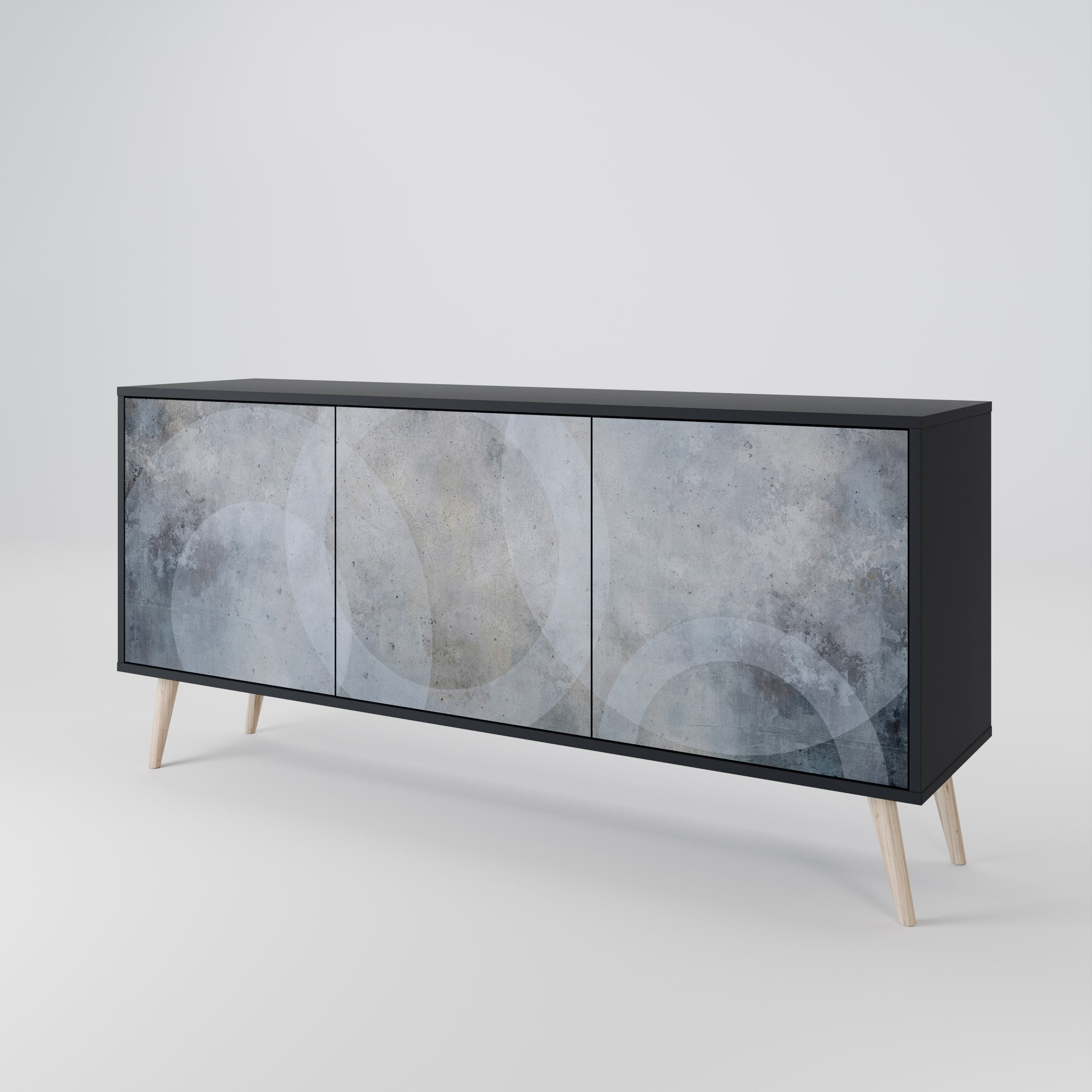 MUTED ARC 3-Door Sideboard in Black Finish