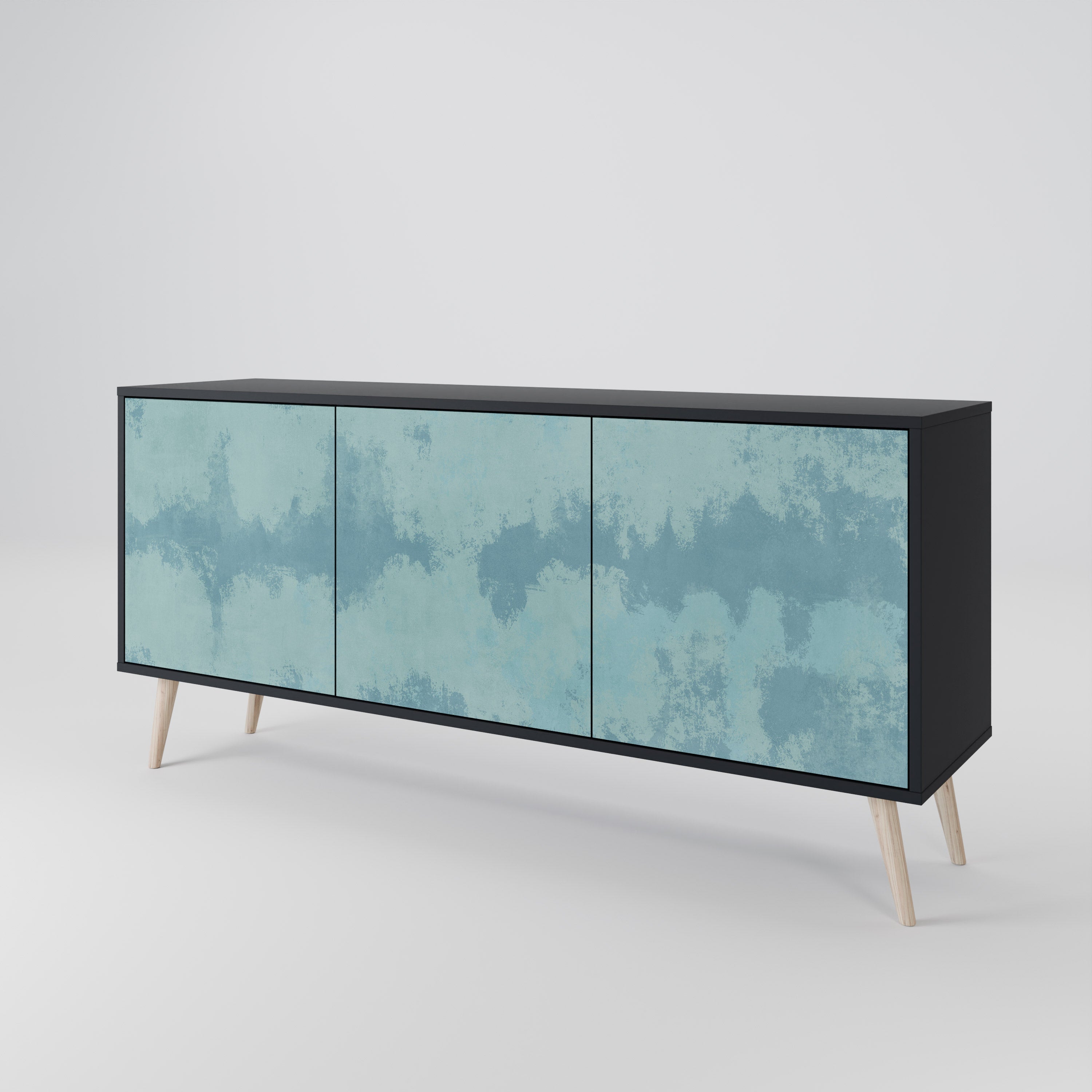 SKY WASH 3-Door Sideboard in Black Finish
