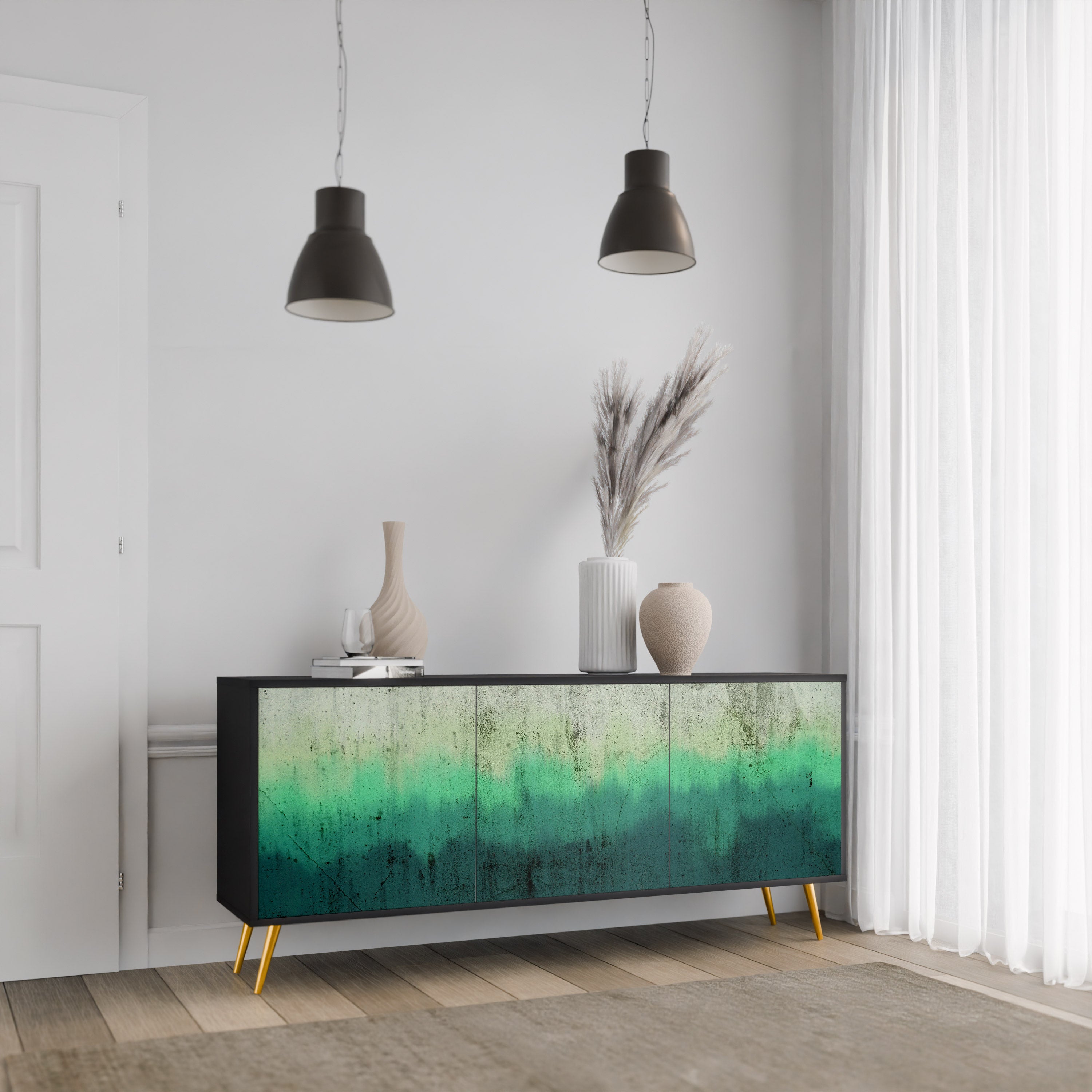 NORTHERN LIGHTS 3-Door Sideboard in Black Finish