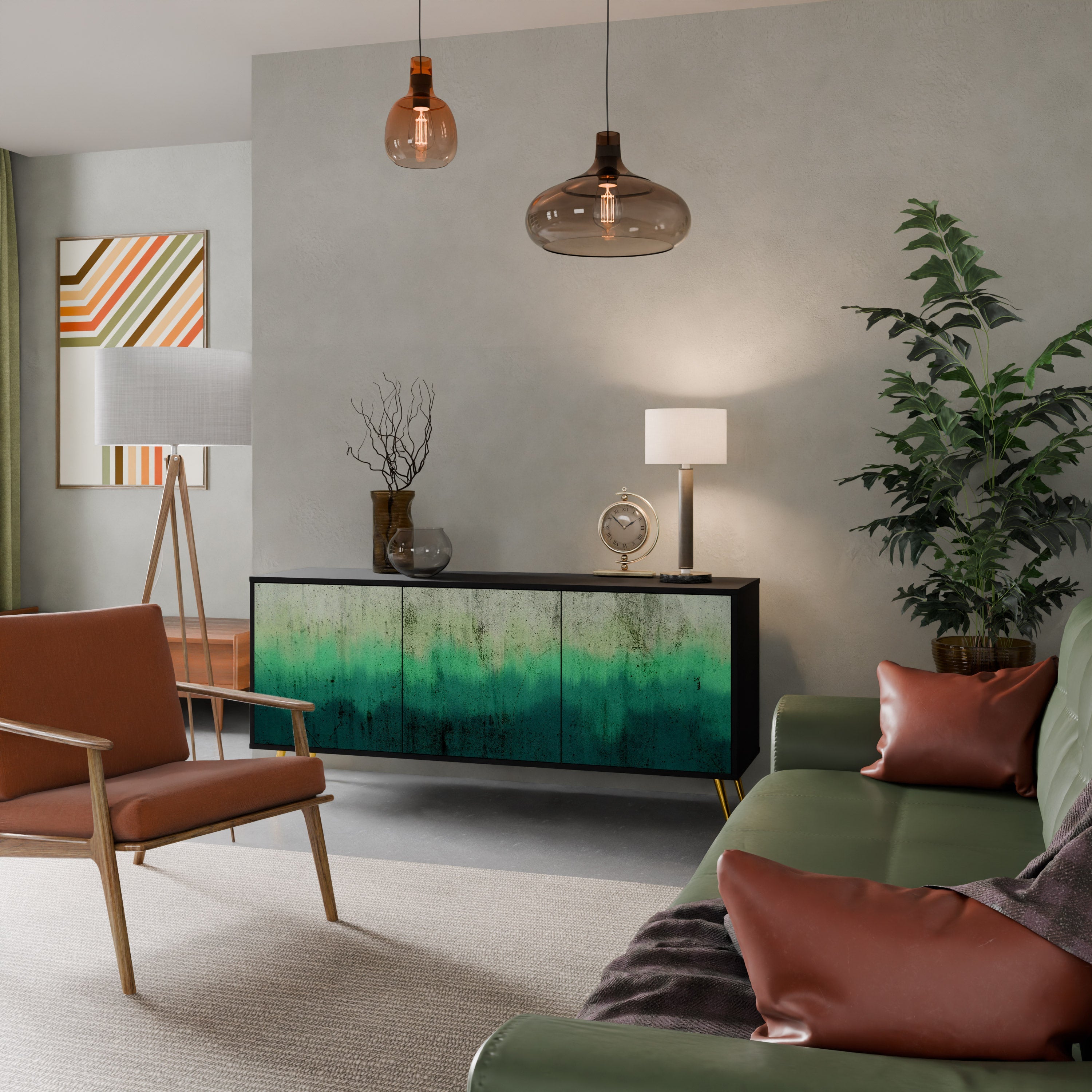 NORTHERN LIGHTS 3-Door Sideboard in Black Finish