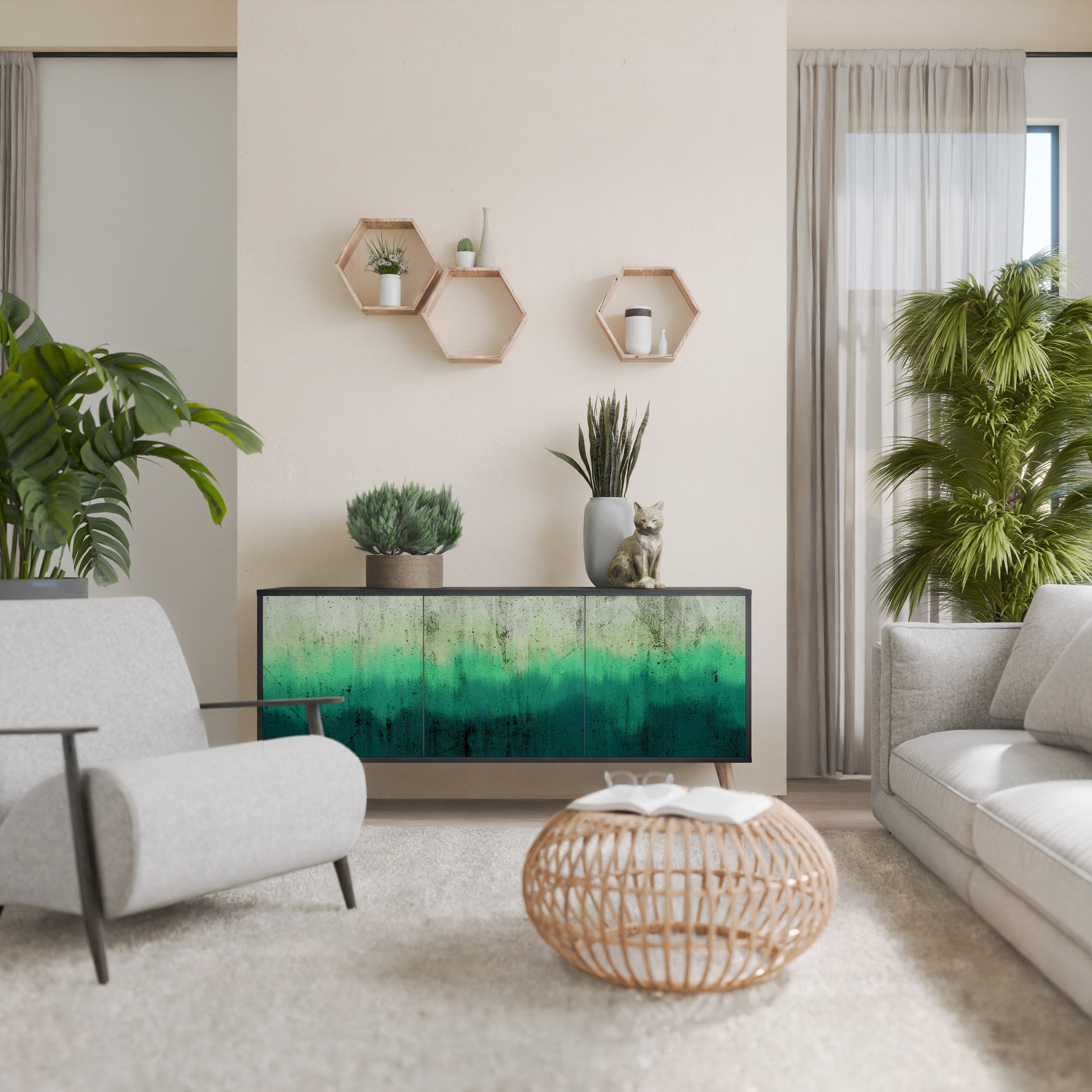 NORTHERN LIGHTS 3-Door Sideboard in Black Finish