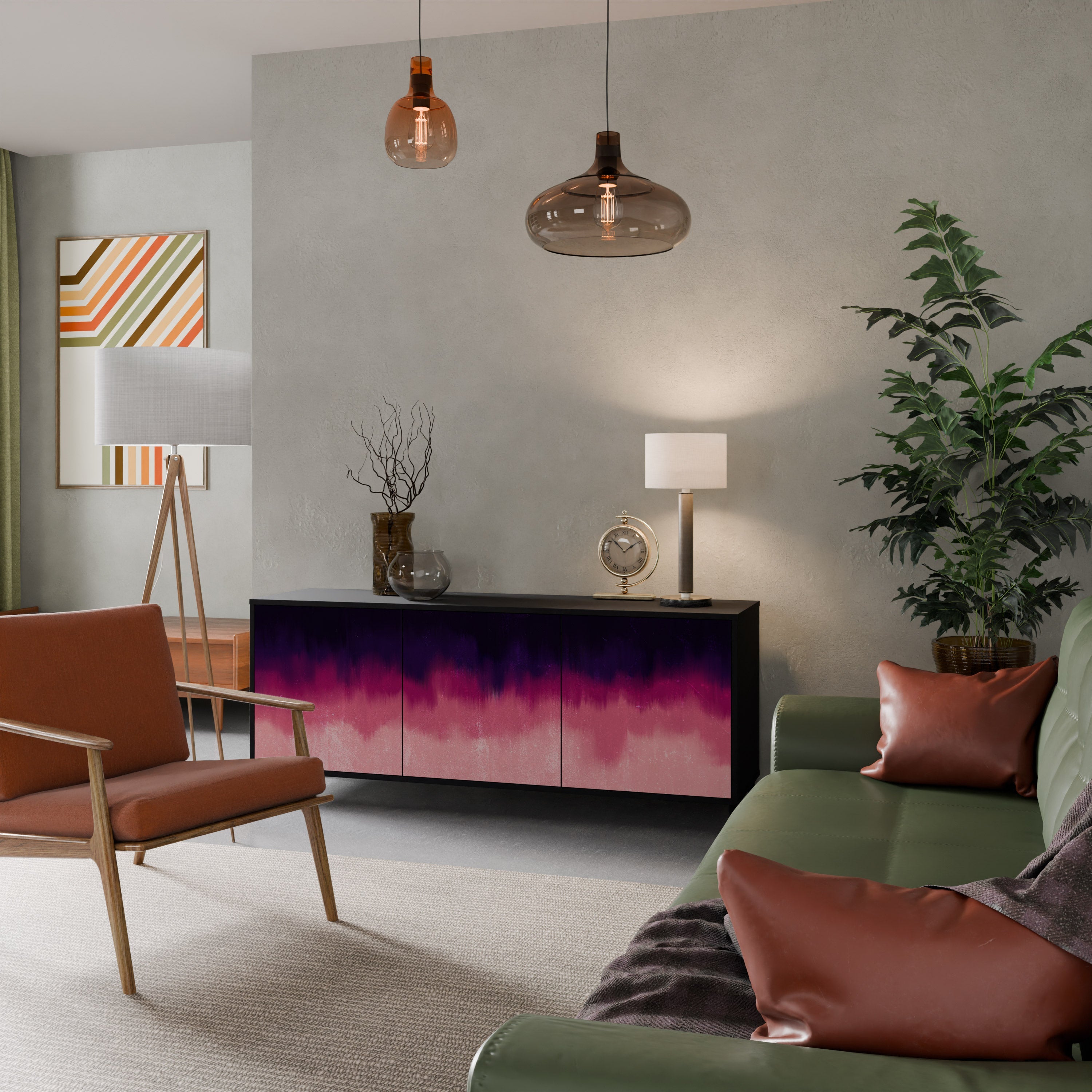 AURORA BOREALIS 3-Door Sideboard in Black Finish