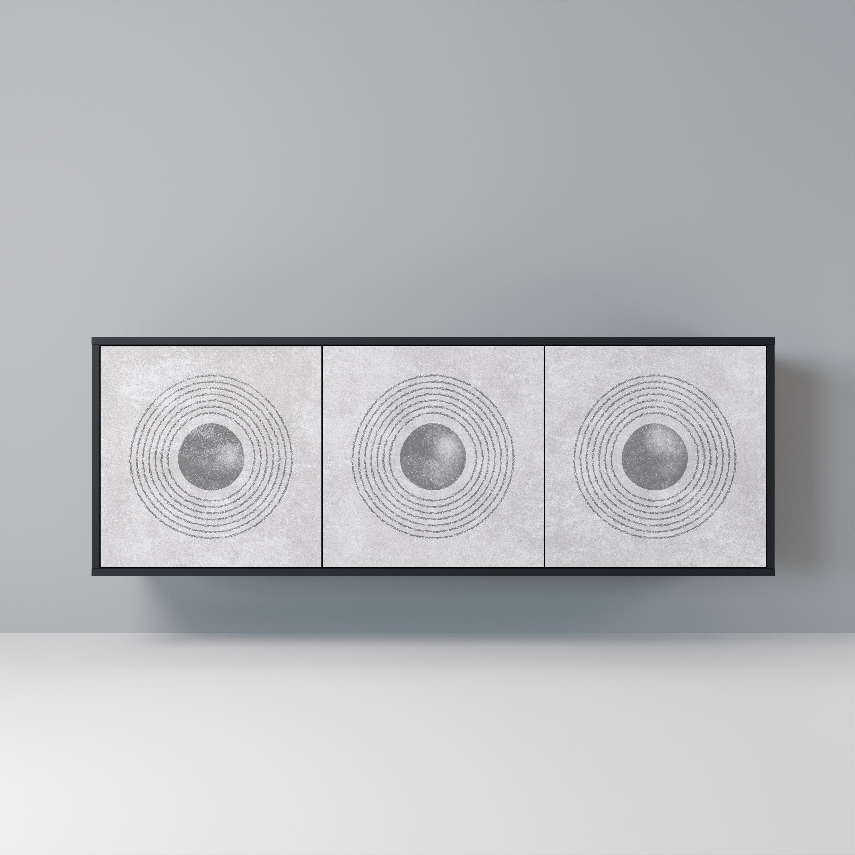 SOLID CIRCLES 3-Door Sideboard in Black Finish