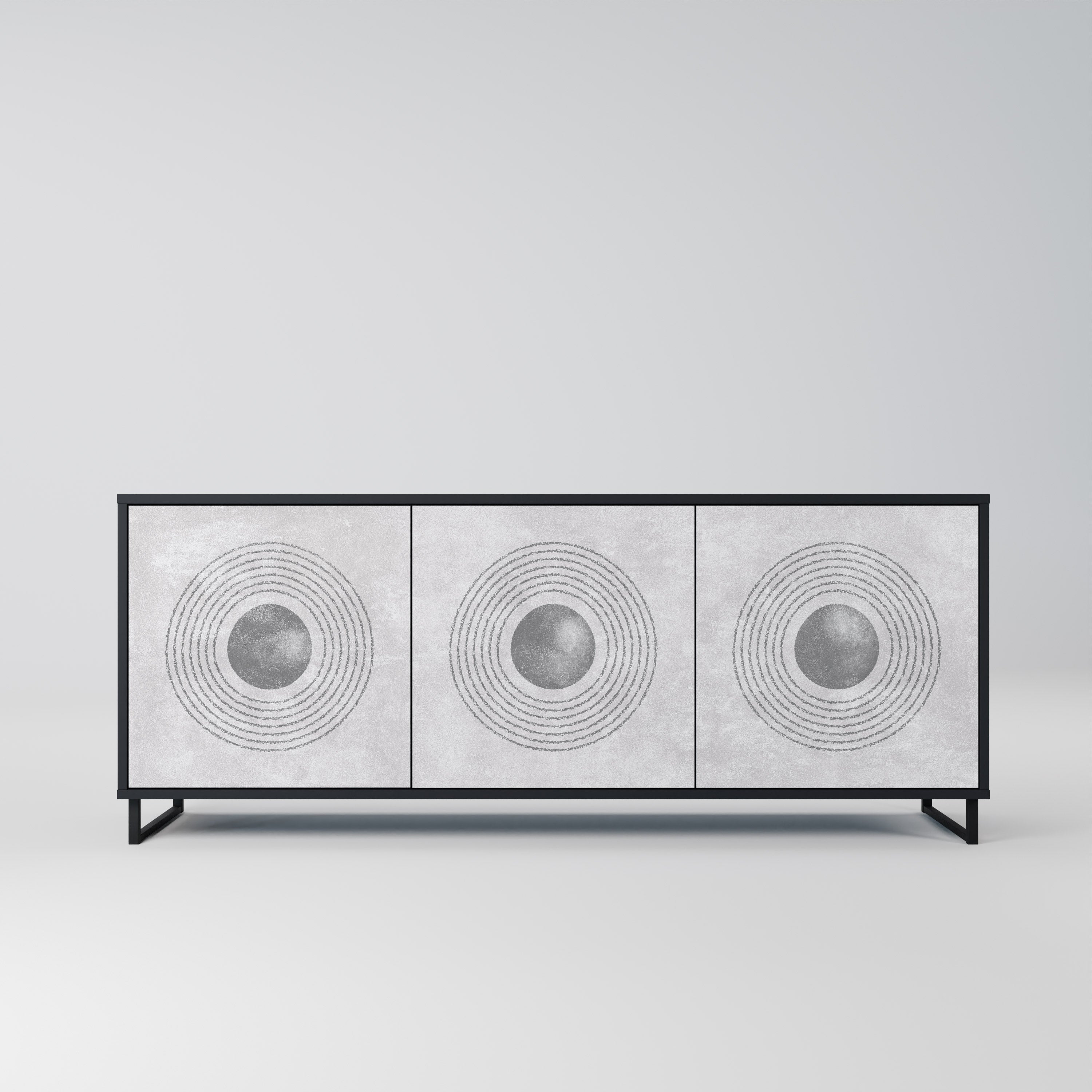 SOLID CIRCLES 3-Door Sideboard in Black Finish
