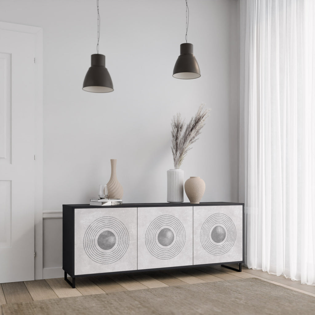 SOLID CIRCLES 3-Door Sideboard in Black Finish