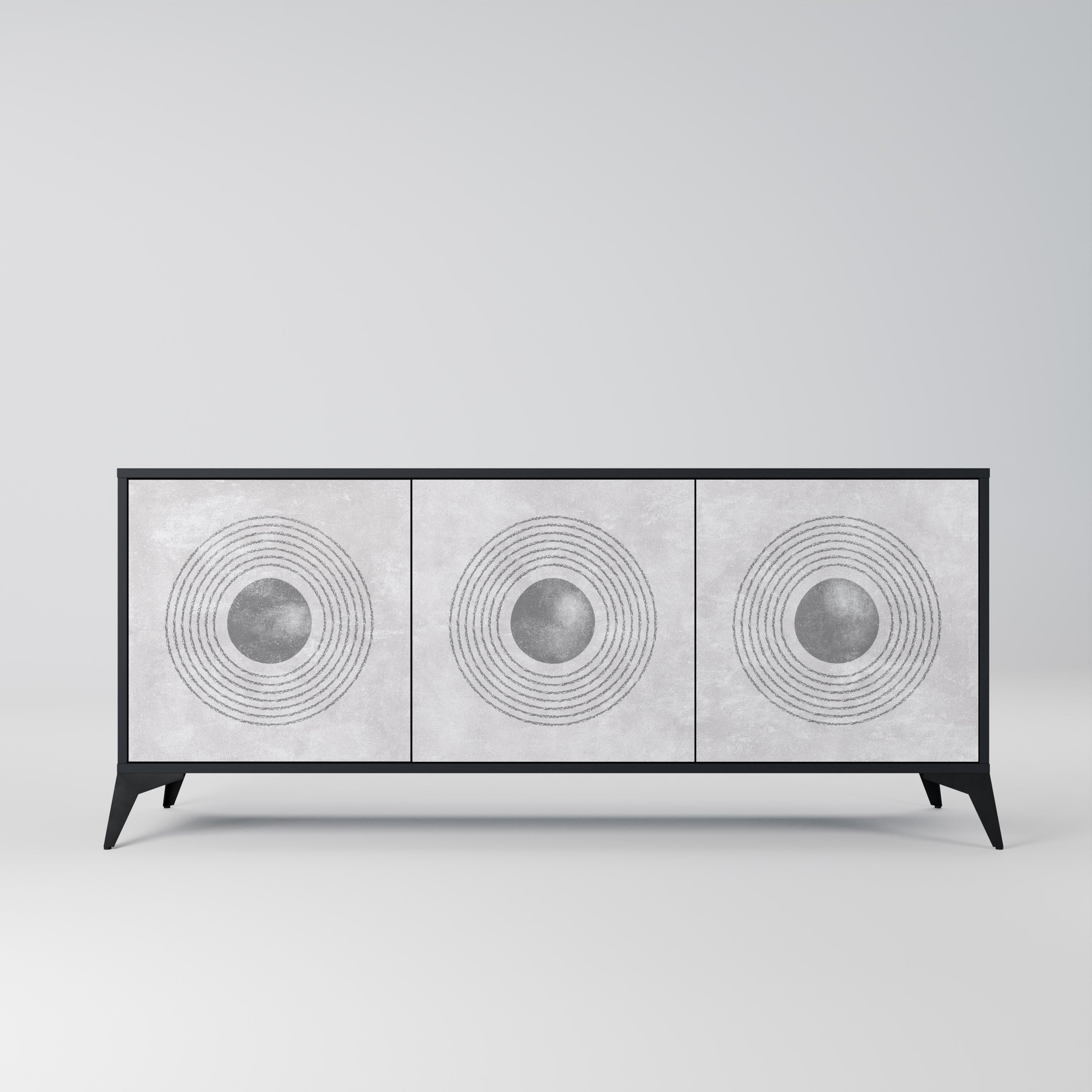 SOLID CIRCLES 3-Door Sideboard in Black Finish