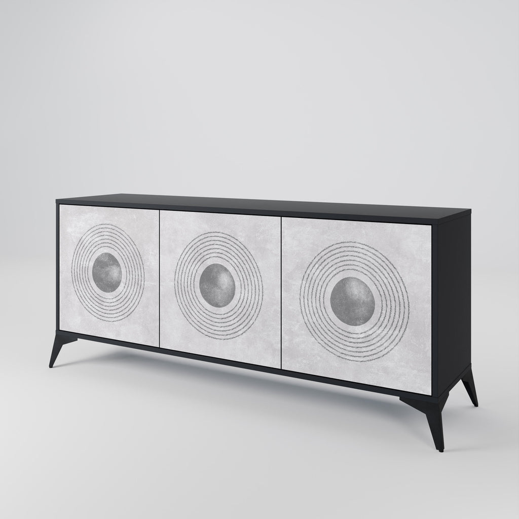 SOLID CIRCLES 3-Door Sideboard in Black Finish