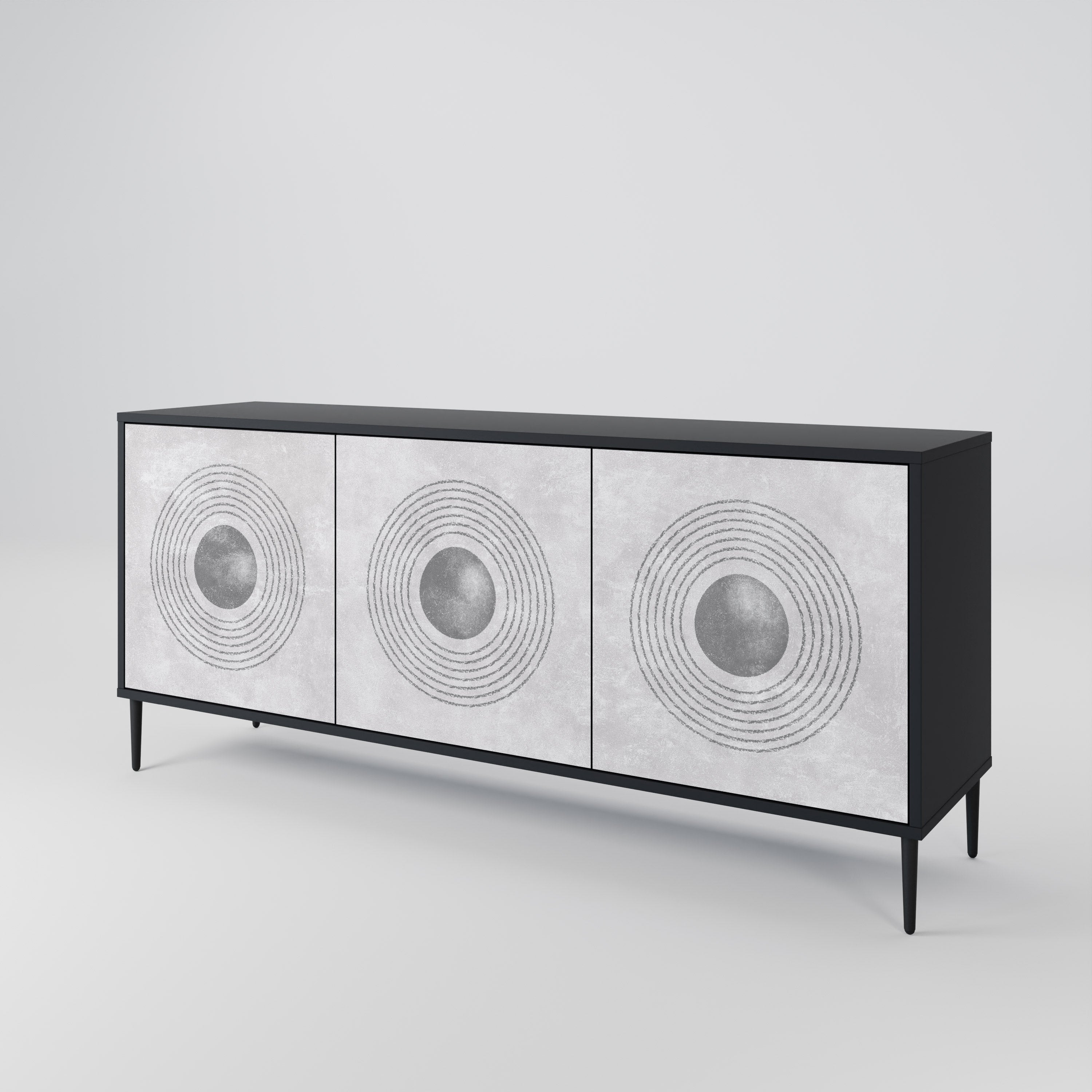 SOLID CIRCLES 3-Door Sideboard in Black Finish