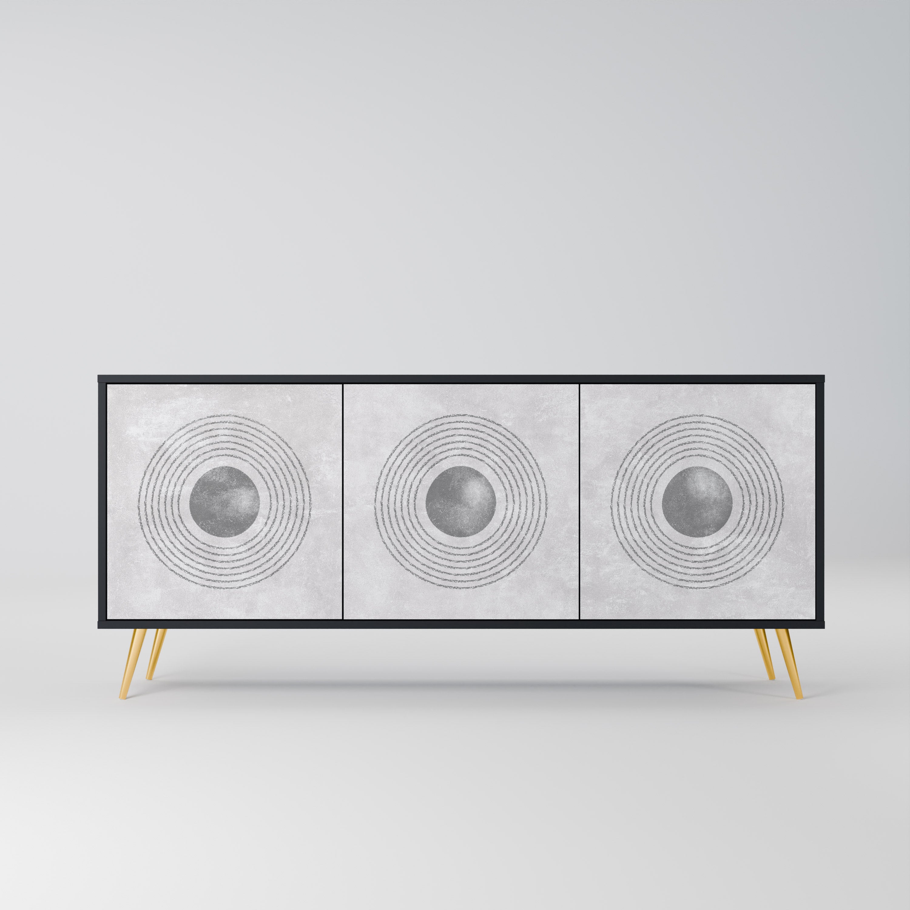 SOLID CIRCLES 3-Door Sideboard in Black Finish