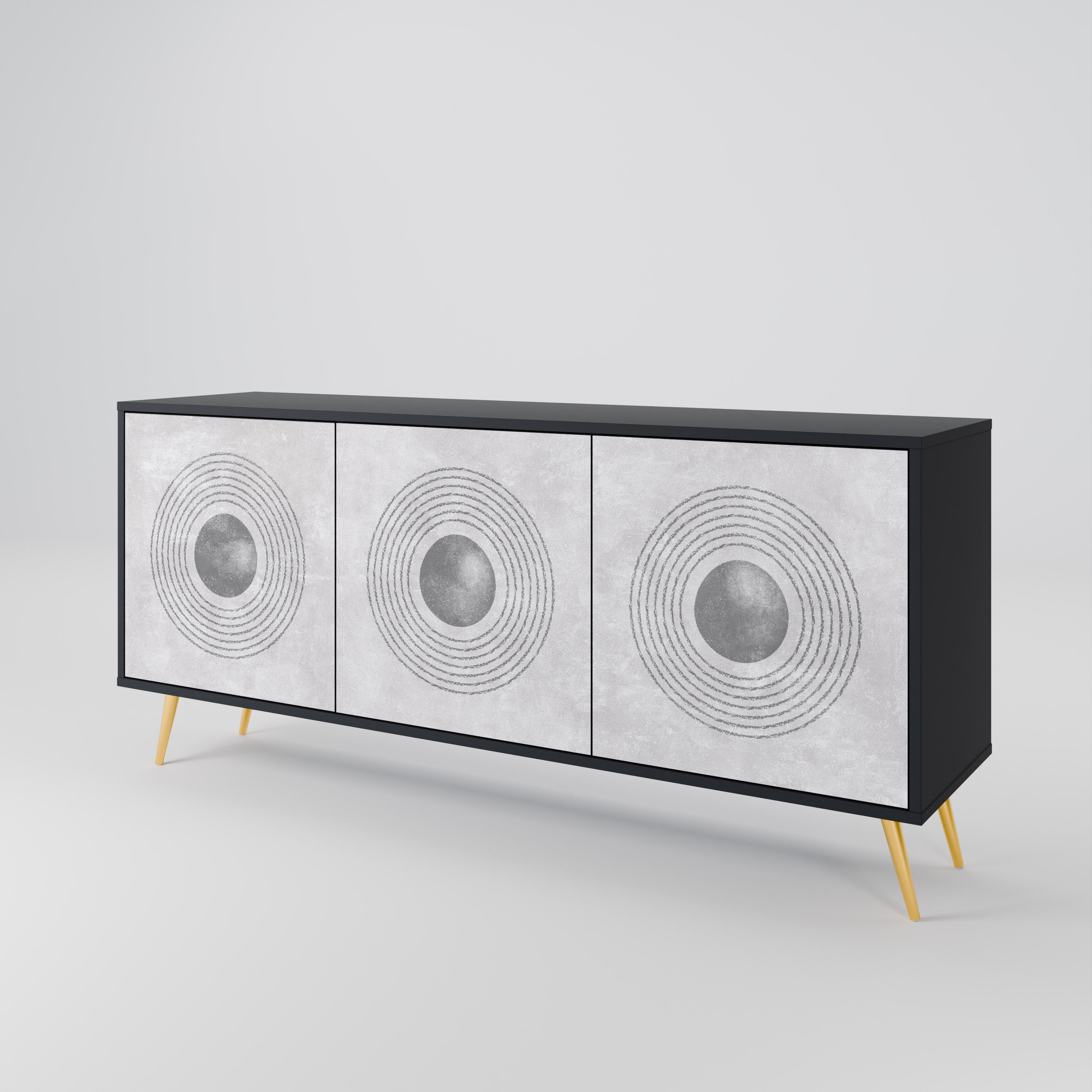 SOLID CIRCLES 3-Door Sideboard in Black Finish